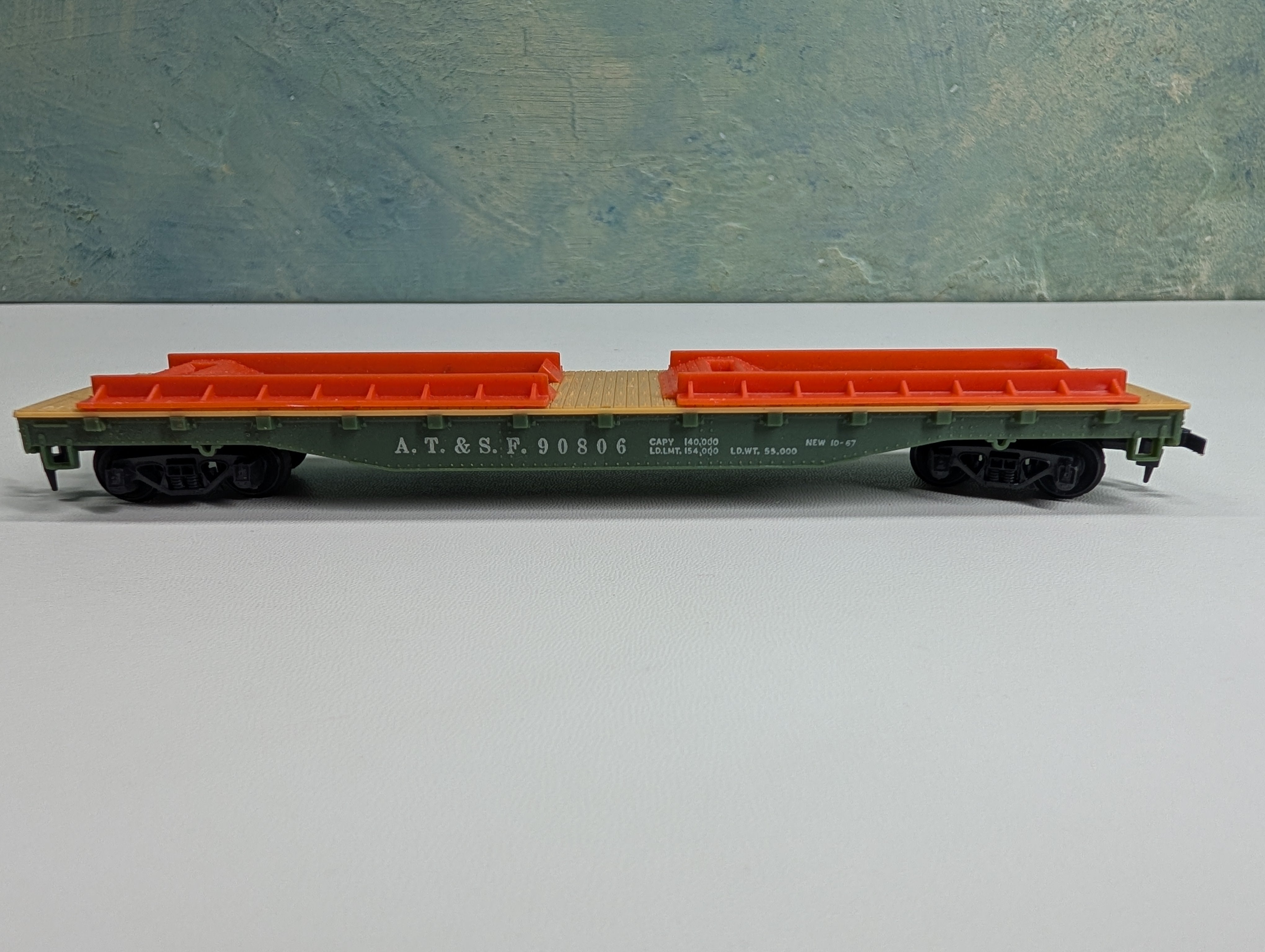 USED Tyco HO Scale 50' Trailer Flat Car Santa Fe ATSF #90806