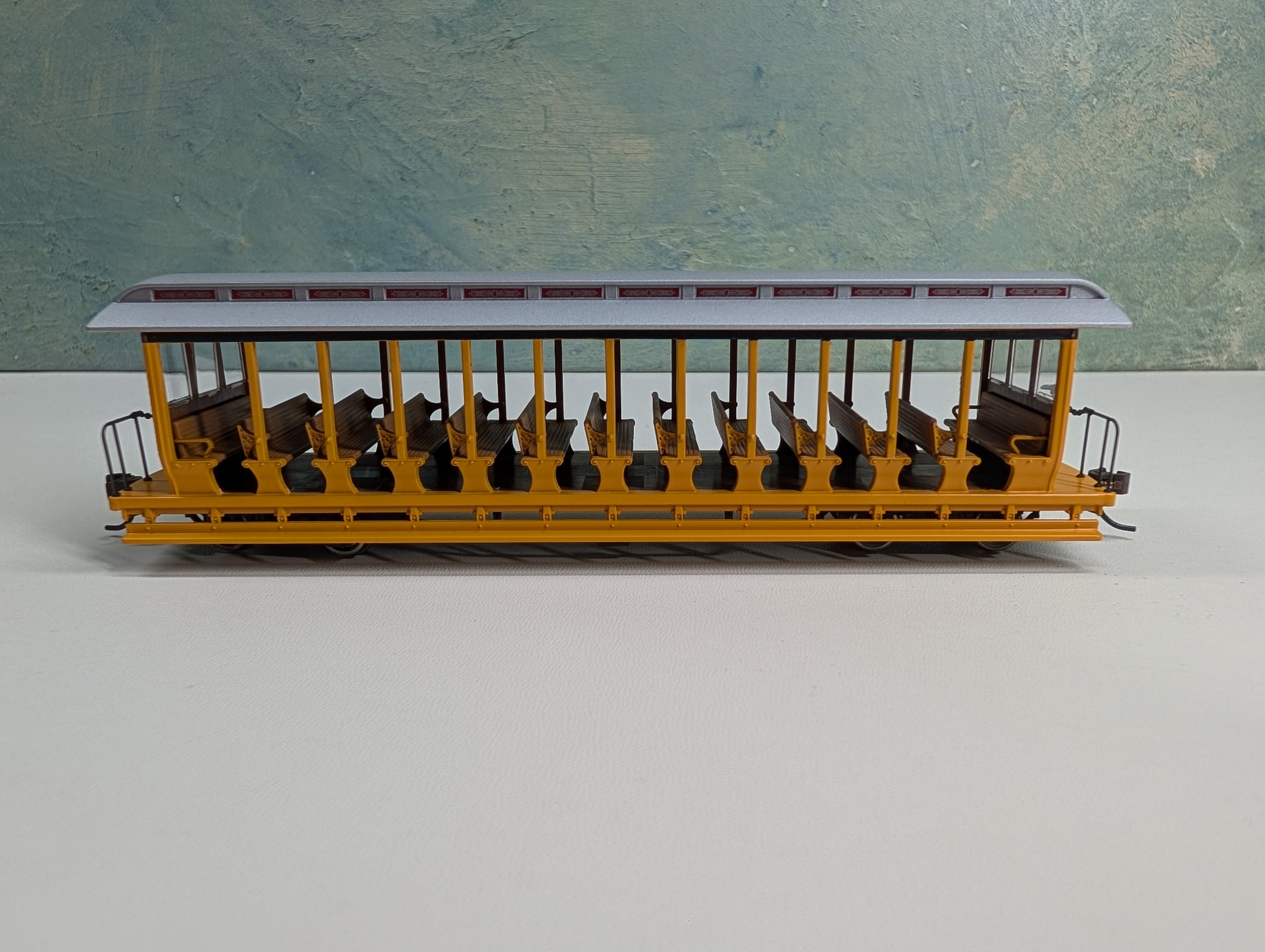 USED Bachmann 19348 HO Scale Jackson Sharp Open-Side Excursion Passenger Car Unlettered Yellow & Silver