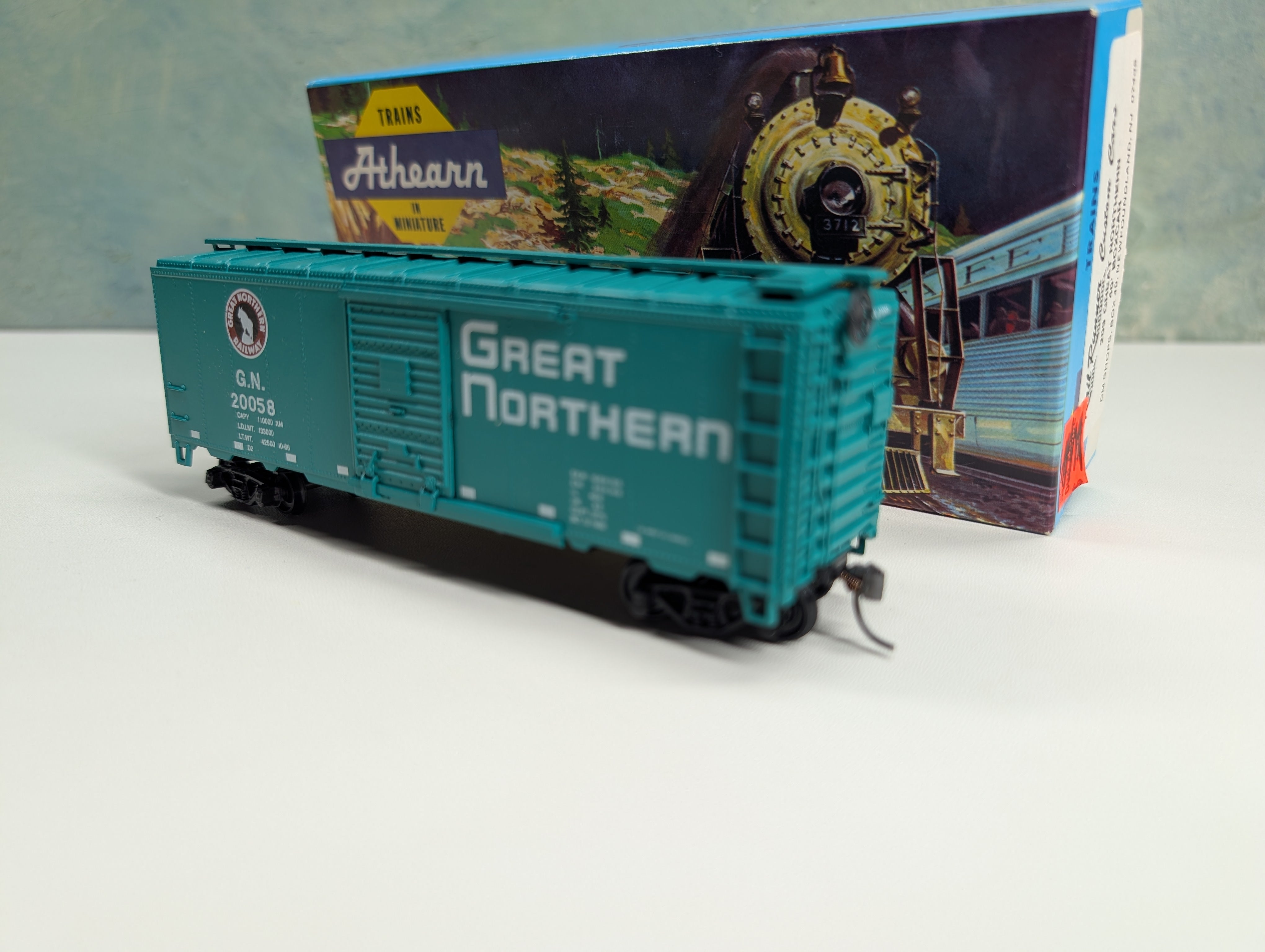 USED Athearn HO Scale 40' Box Car Great Northern GN #20058 Railrunner Custom