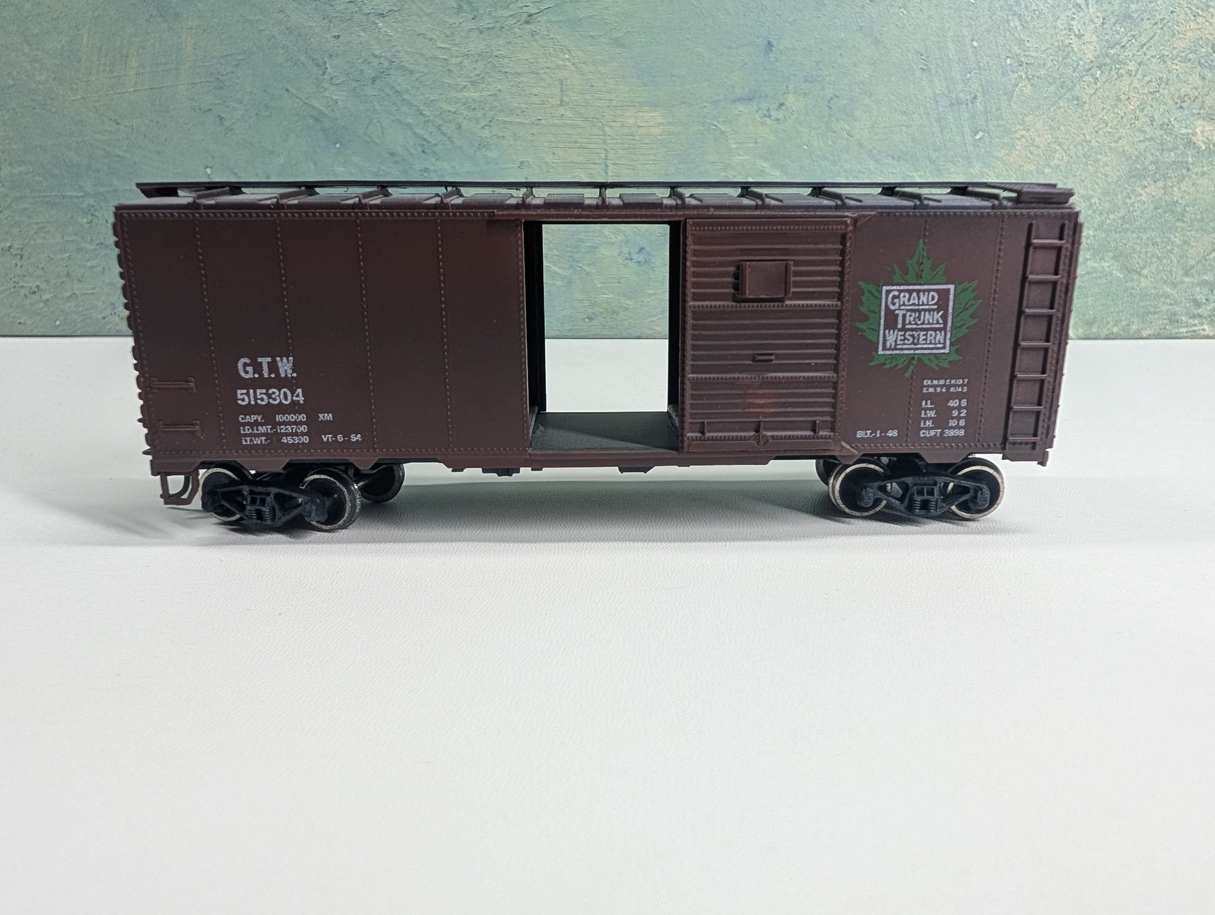 USED C&BT SHOPS HO Scale 40' Box Car Grand Trunk Western GTW #515304 Weathered, Metal Wheels