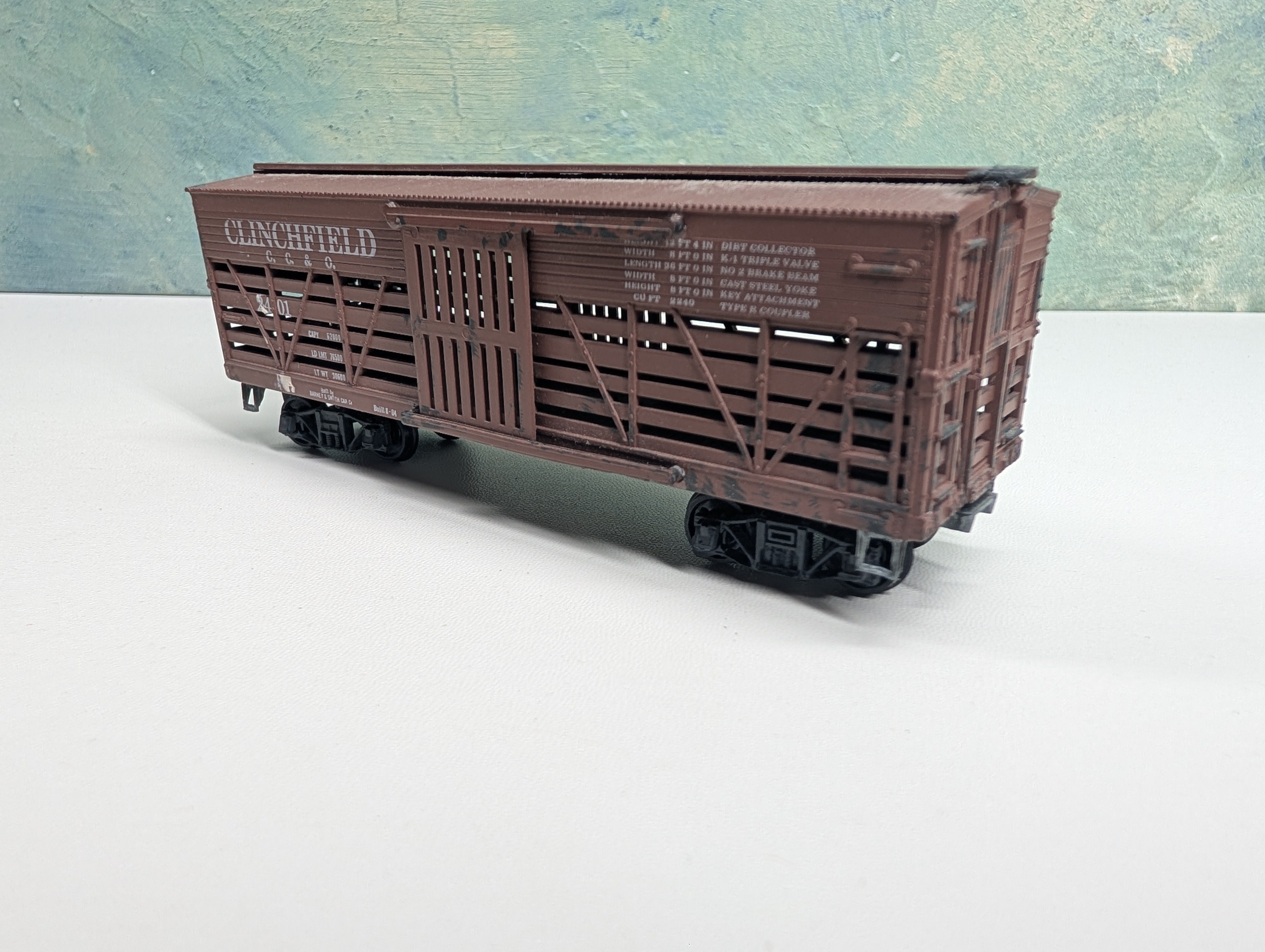 USED Roundhouse HO Scale 40' Cattle Livestock Car Clinchfield CC&O #2401