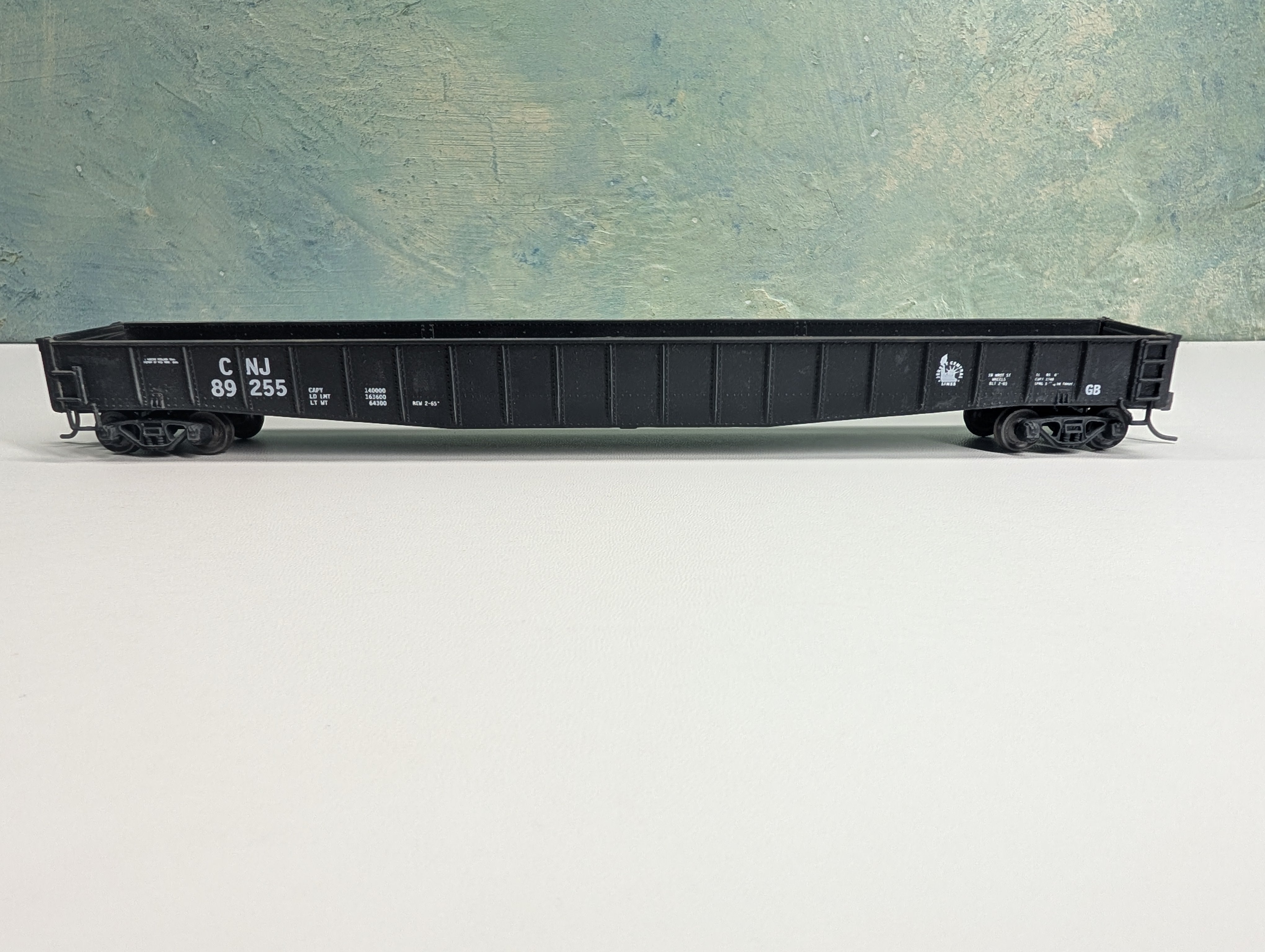 USED Eastern Car Works HO Scale 67' Drop End Gondola CNJ #89255 Metal Wheels