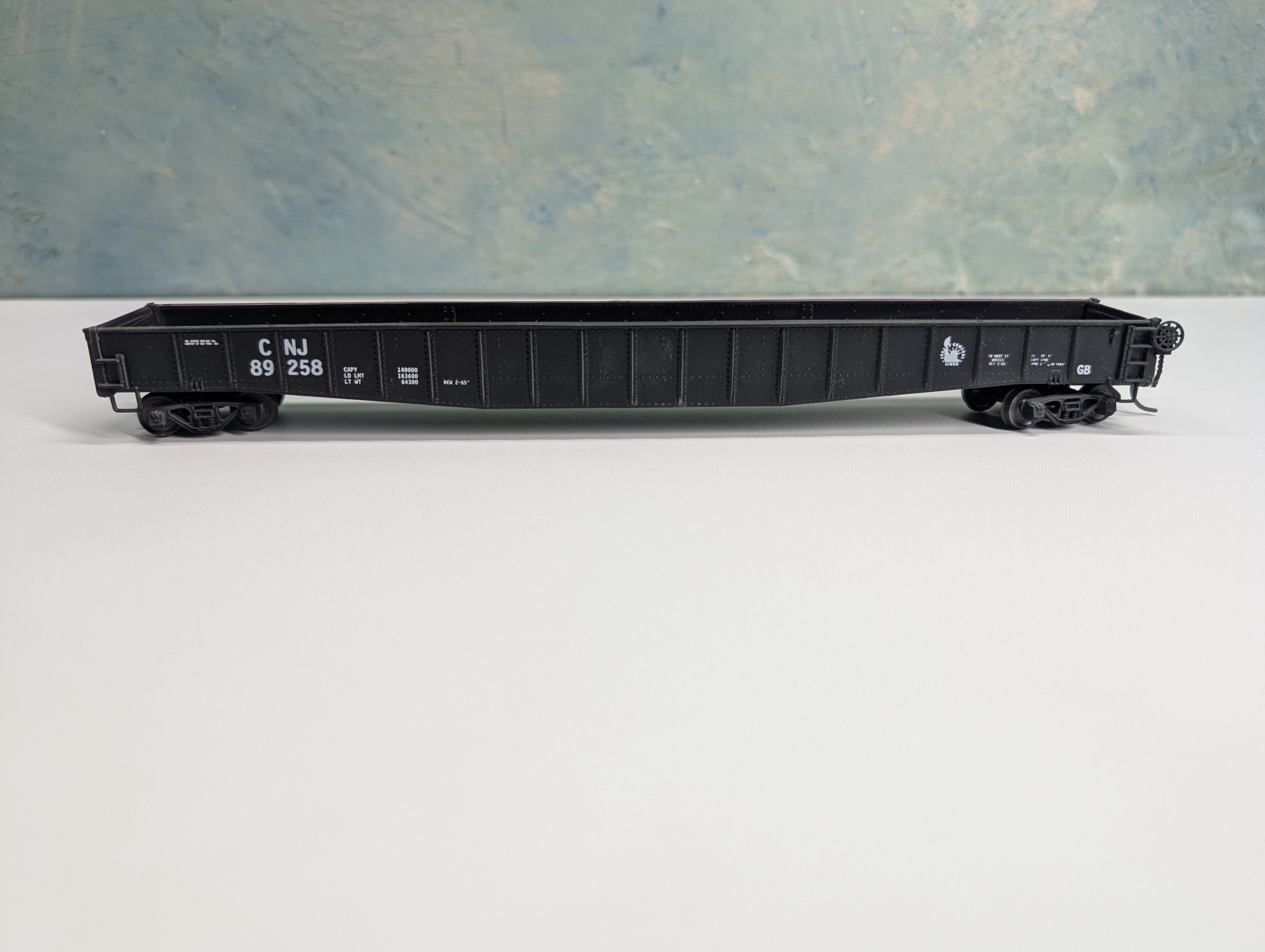 USED Eastern Car Works HO Scale 67' Drop End Gondola CNJ #89258 Metal Wheels