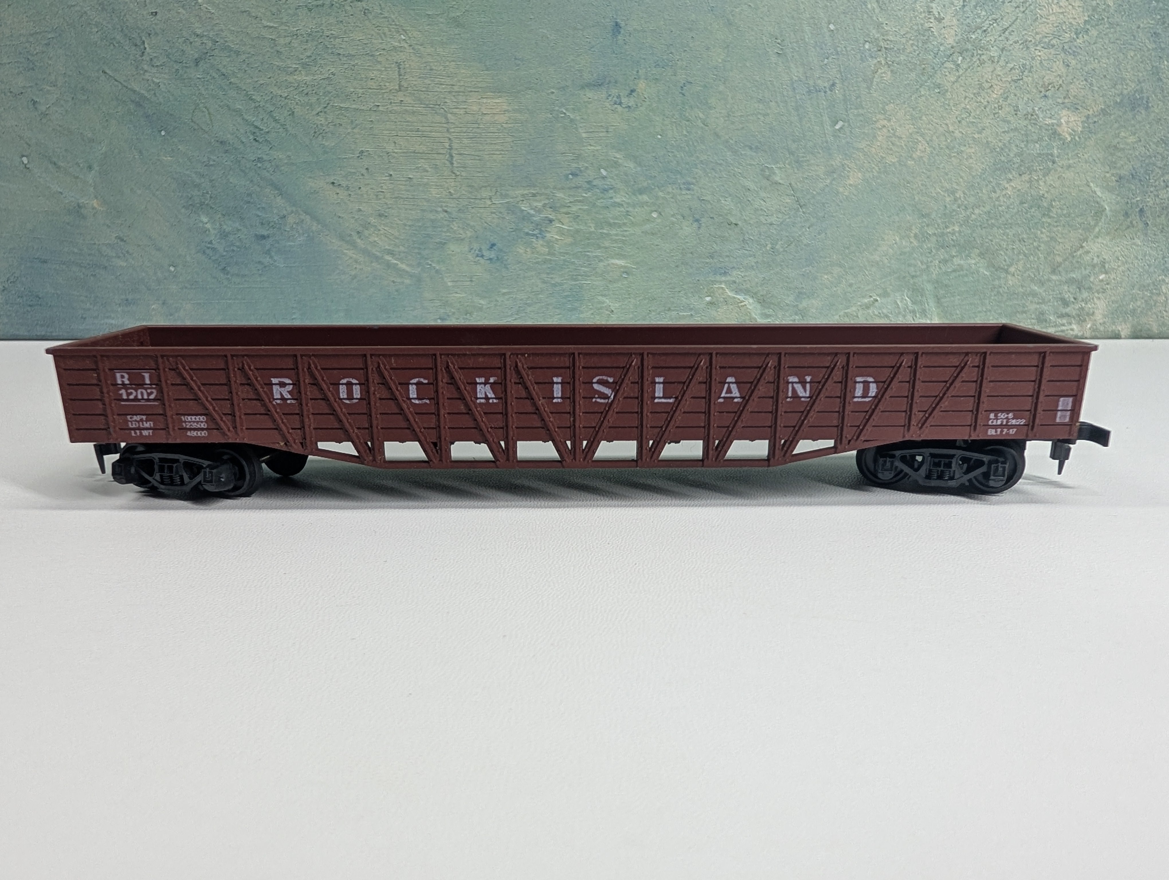 USED AHM HO Scale 50' Wooden OB Gondola Rock Island RI #1207