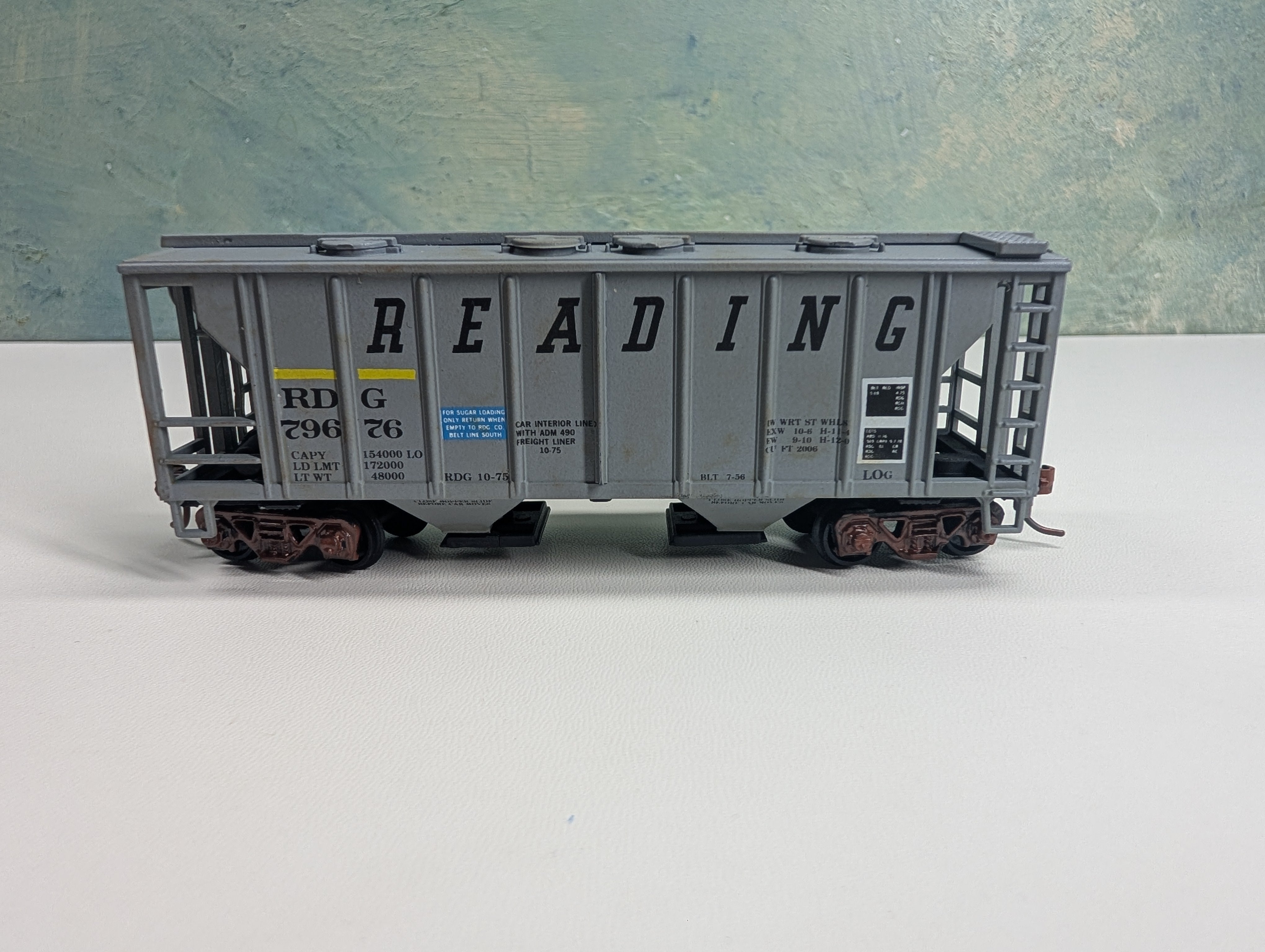 USED Roundhouse HO Scale 2 Bay Covered Hopper Reading RDG #79676 Decal