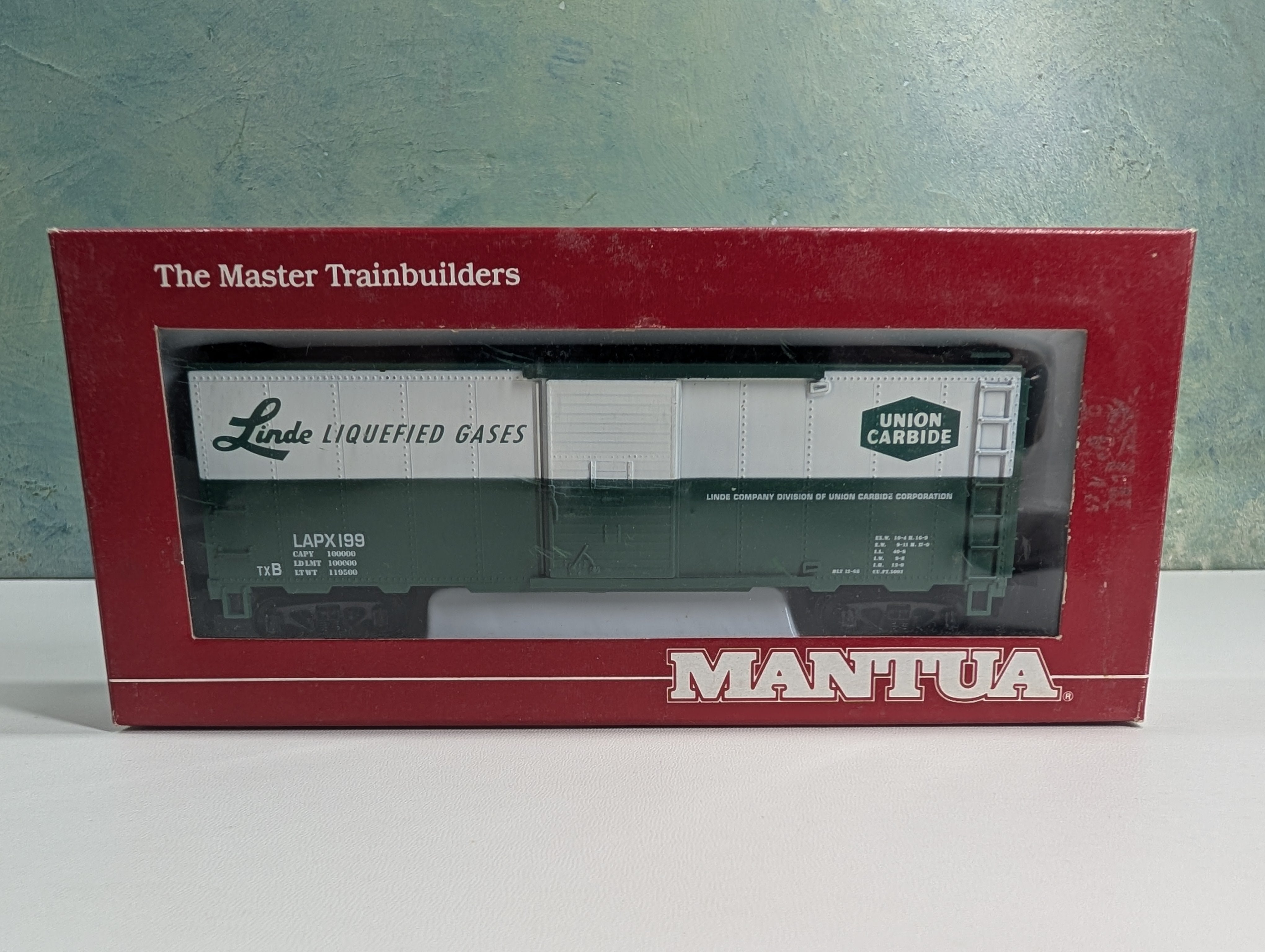 USED Mantua 734-601 HO Scale Heavy 41' Steel Box Car Linde LAPX #199