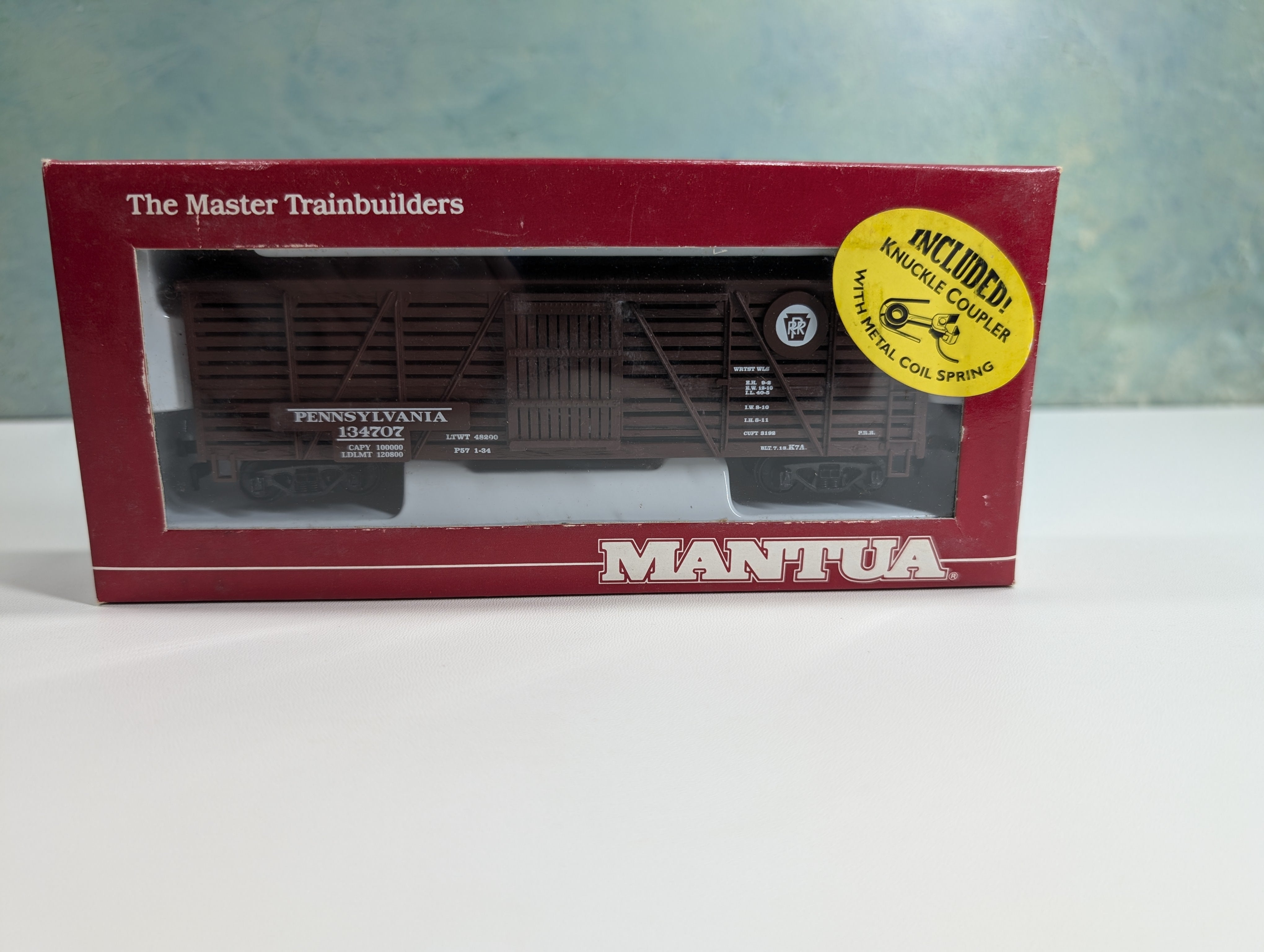 USED Mantua 735-520 HO Scale Heavy 41' Wood Stock Car Pennsylvania PRR #134707