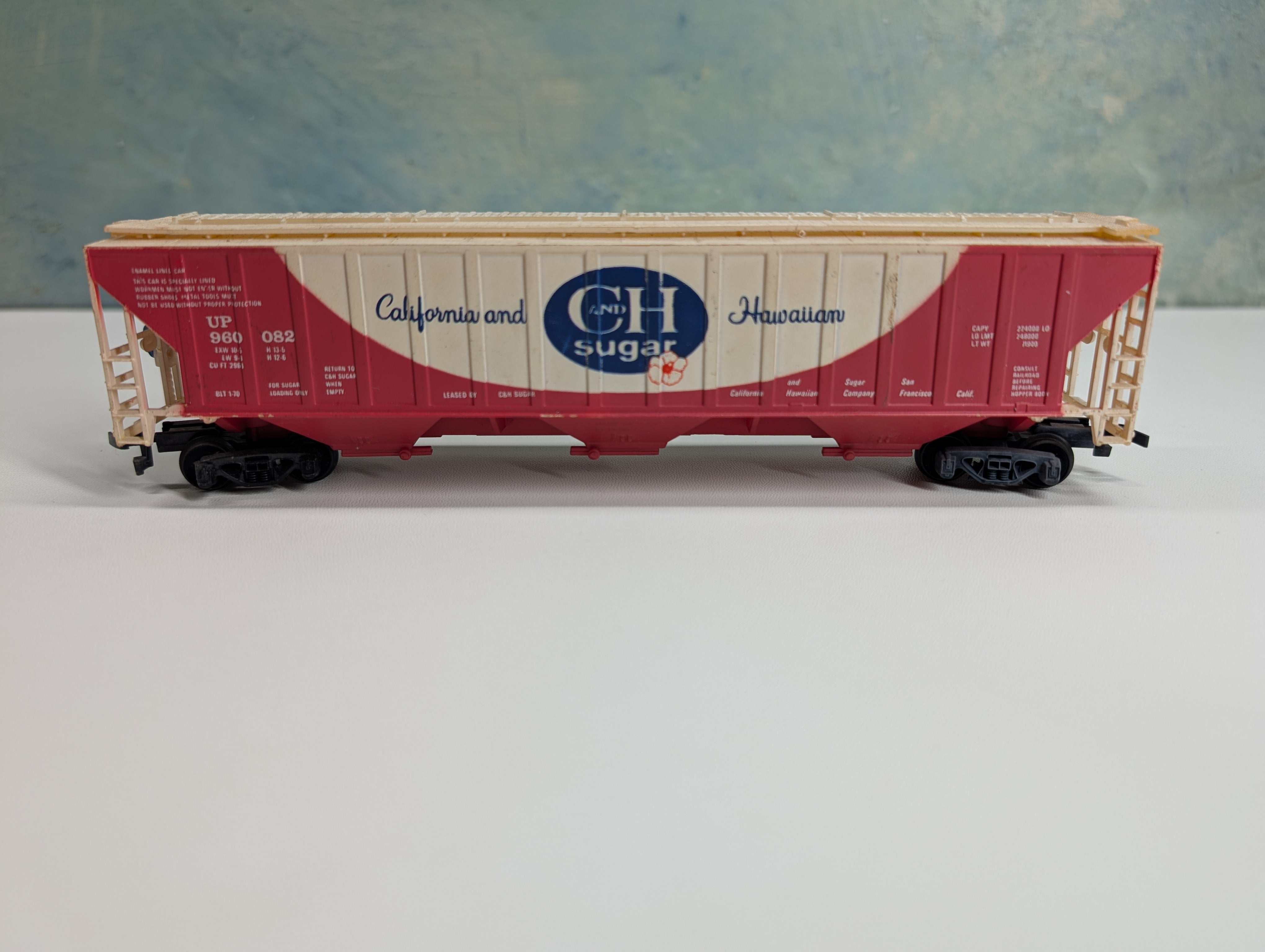 USED Tyco HO Scale Covered Hopper California & Hawaiian Sugar UP #960082