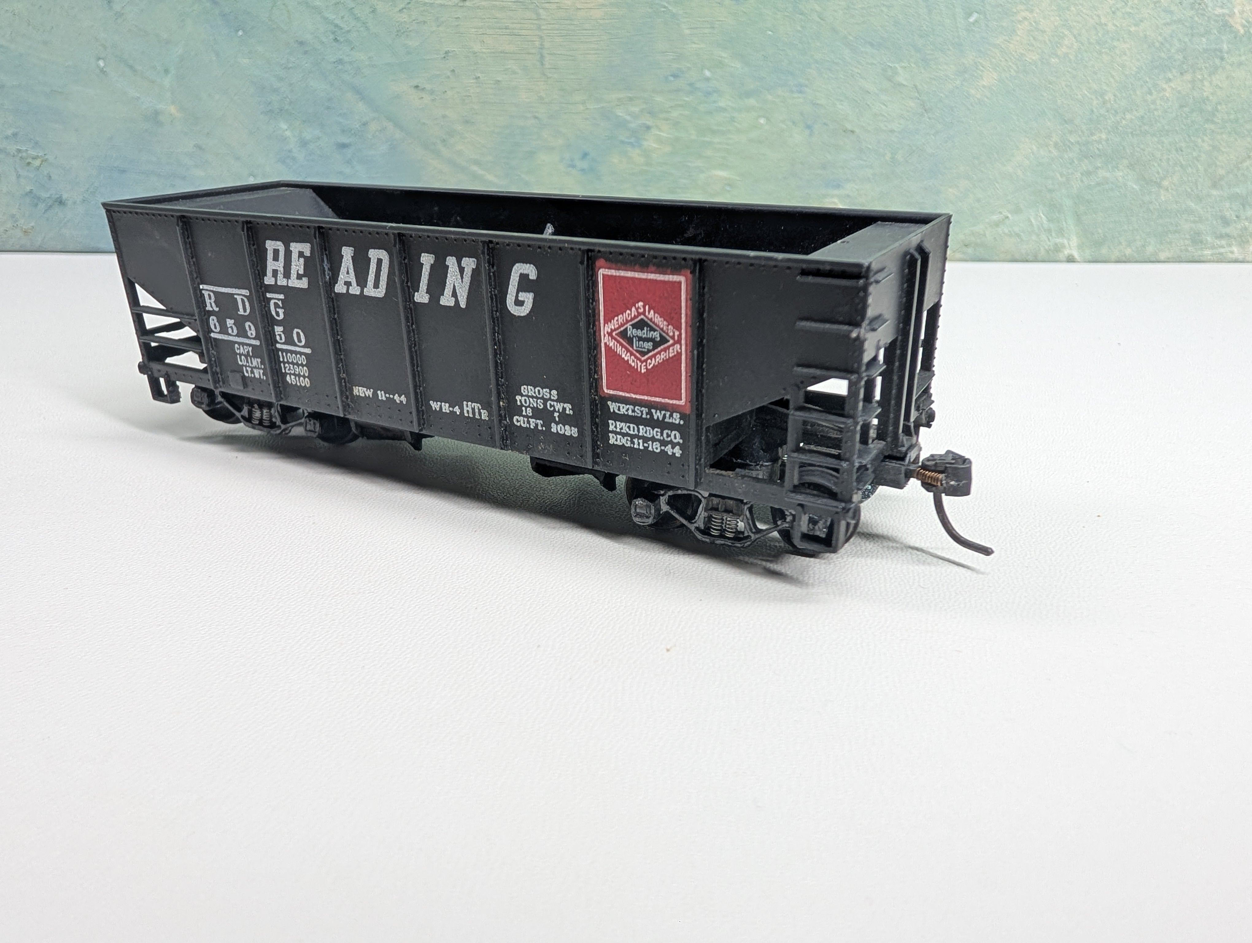 USED Tyco HO Scale Operating 2 Bay Hopper Reading RDG #65950