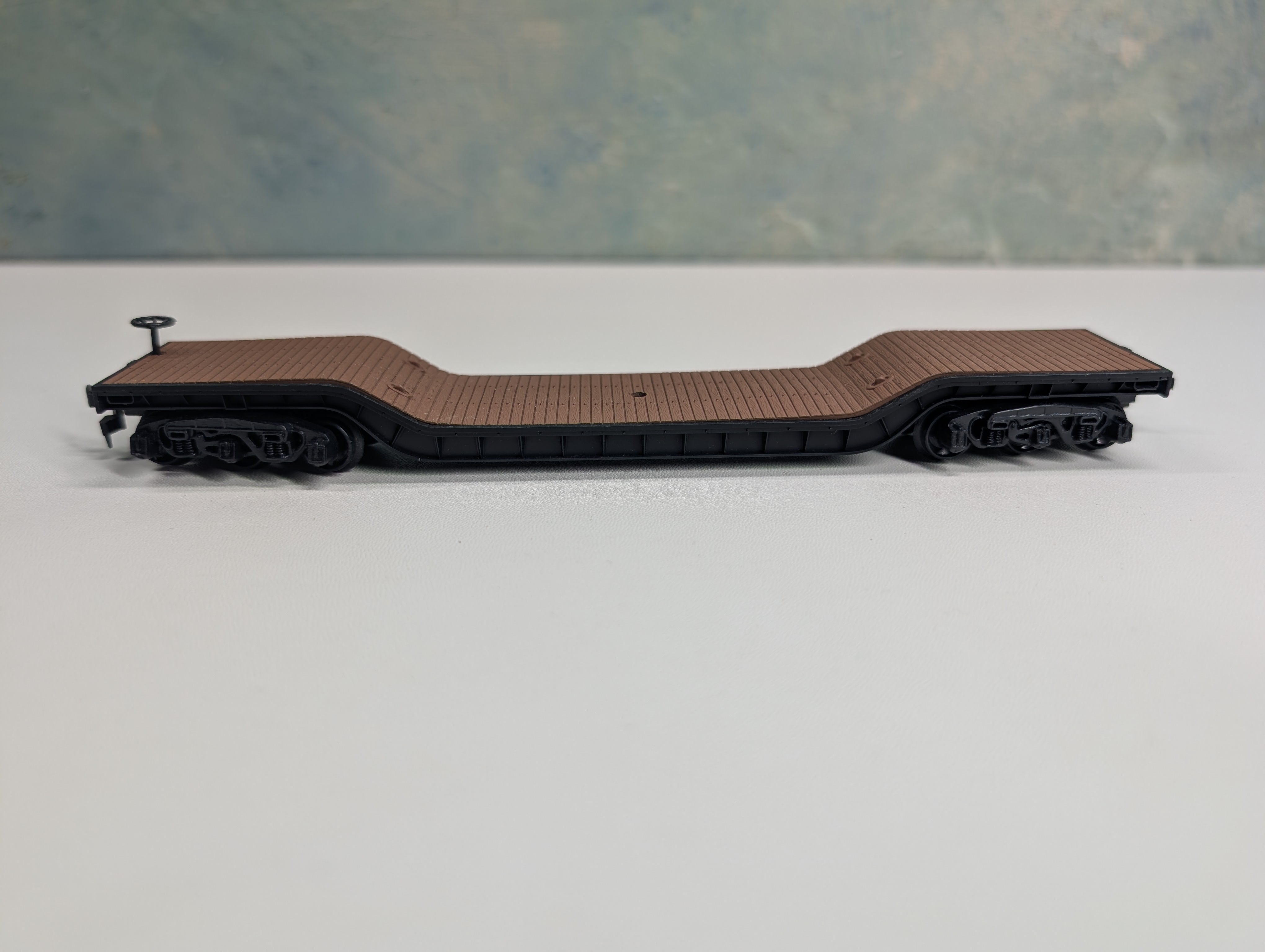 USED Bachmann HO Scale Center Depressed Flat Car w/ Army Tank Car Load