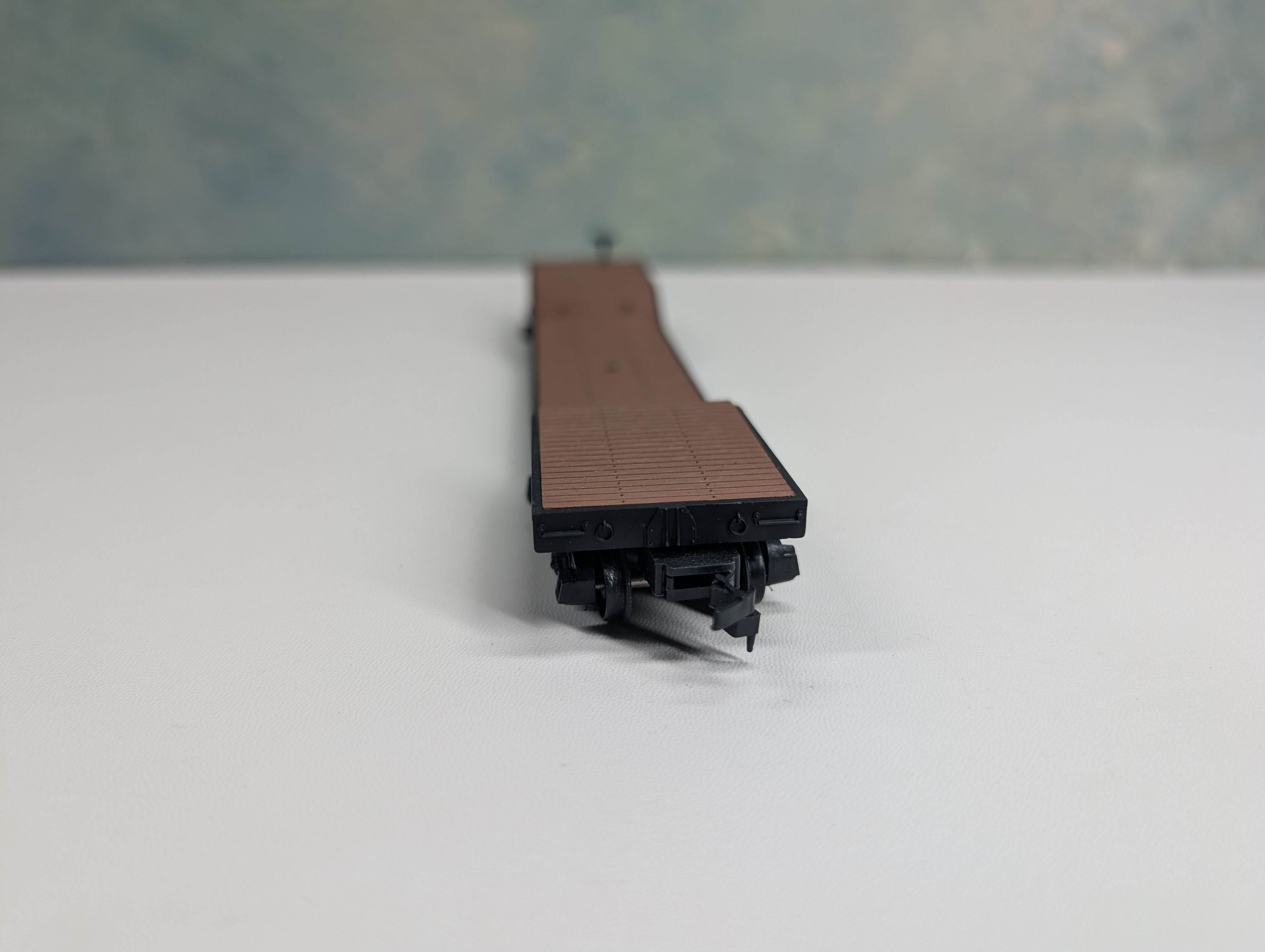 USED Bachmann HO Scale Center Depressed Flat Car w/ Army Tank Car Load