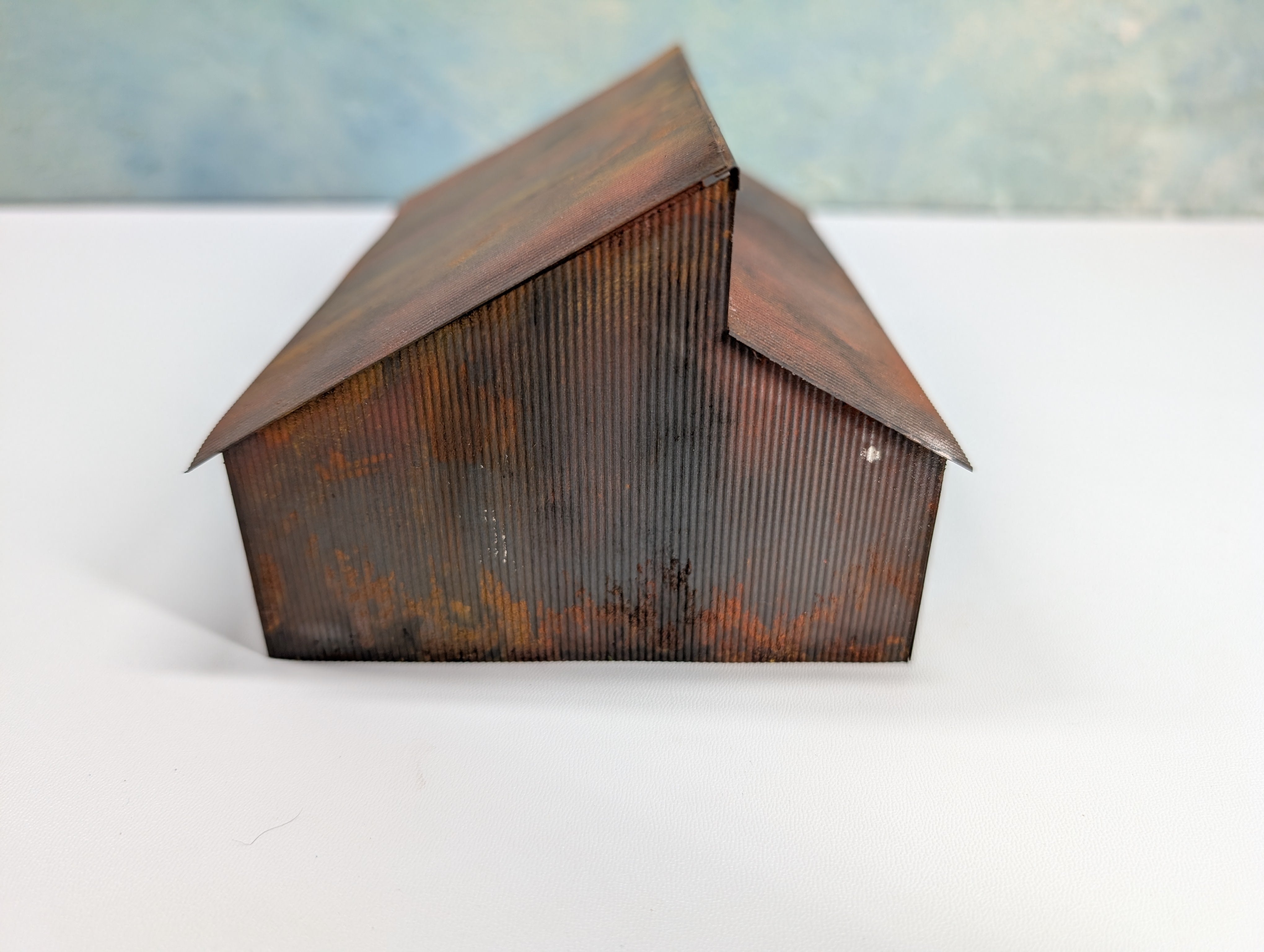 USED HO Scale Scratch Built Metal Farm Barn, Shed, Weathered