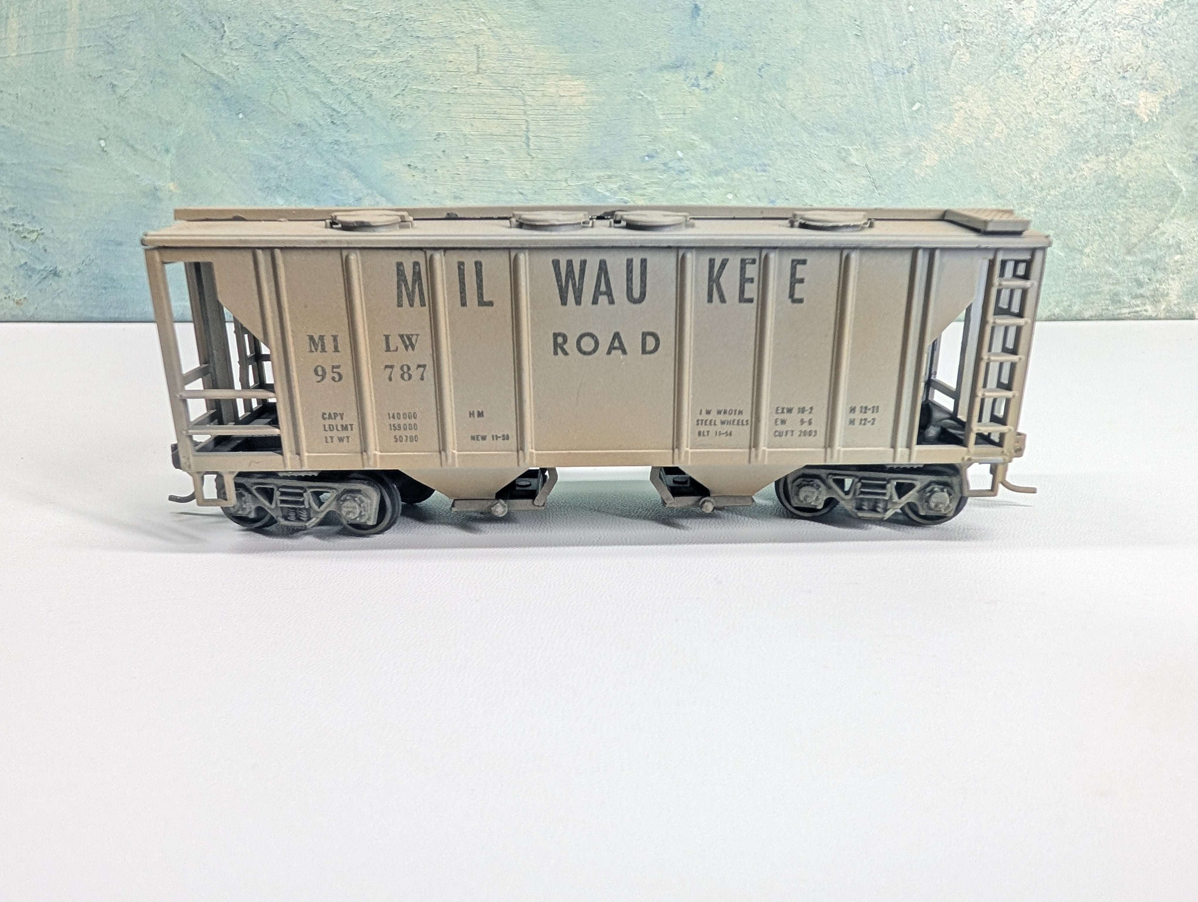 USED Roundhouse HO Scale Covered Hopper Milwaukee Road MILW #95787 Weathered