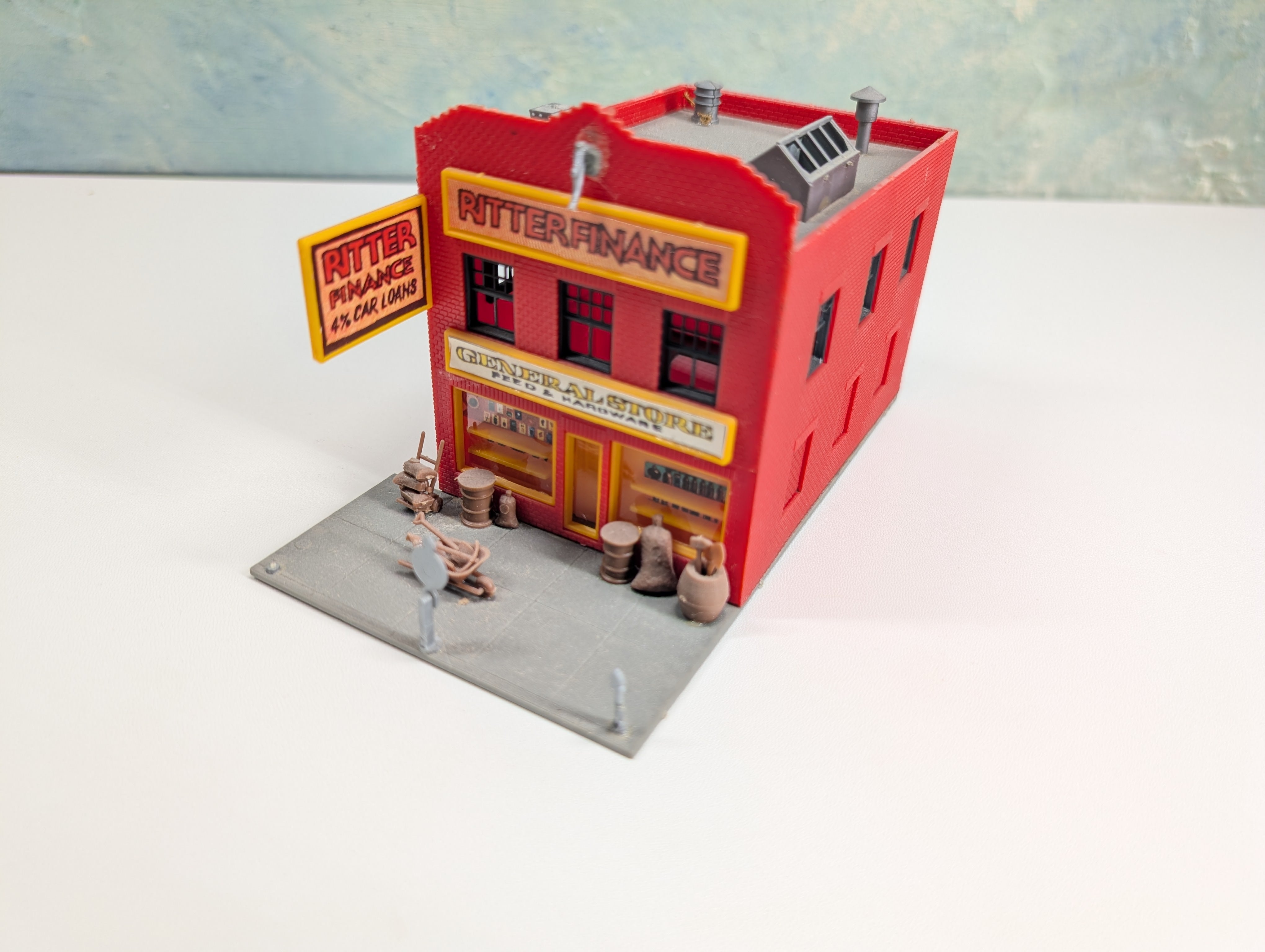 USED Tyco HO Scale General Store, Ritter Finance, Brick Storefront