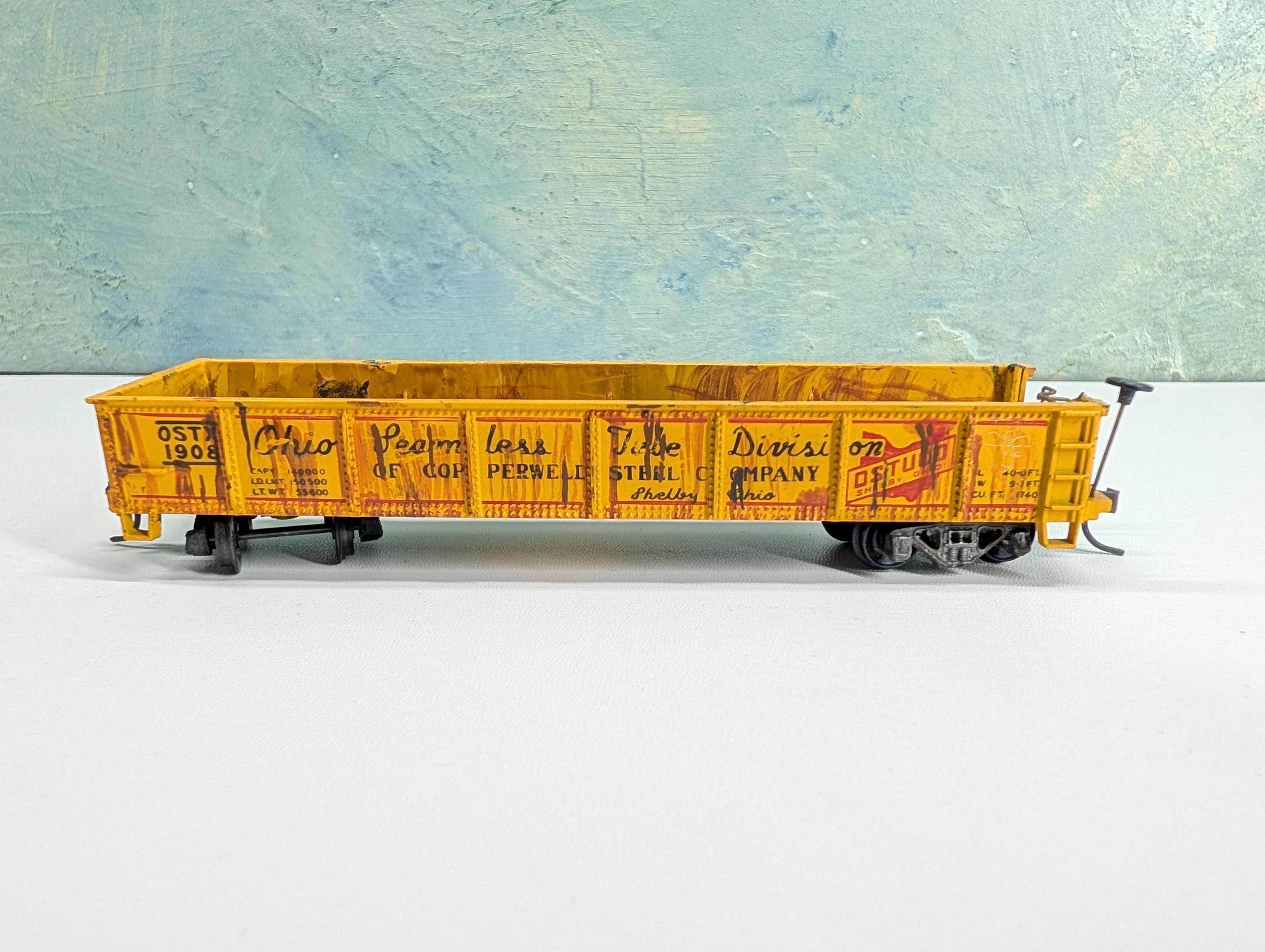 USED Varney HO Scale Gondola, Weathered Ohio Seamless Tube Division Steel Co OSTX #4908 RARE