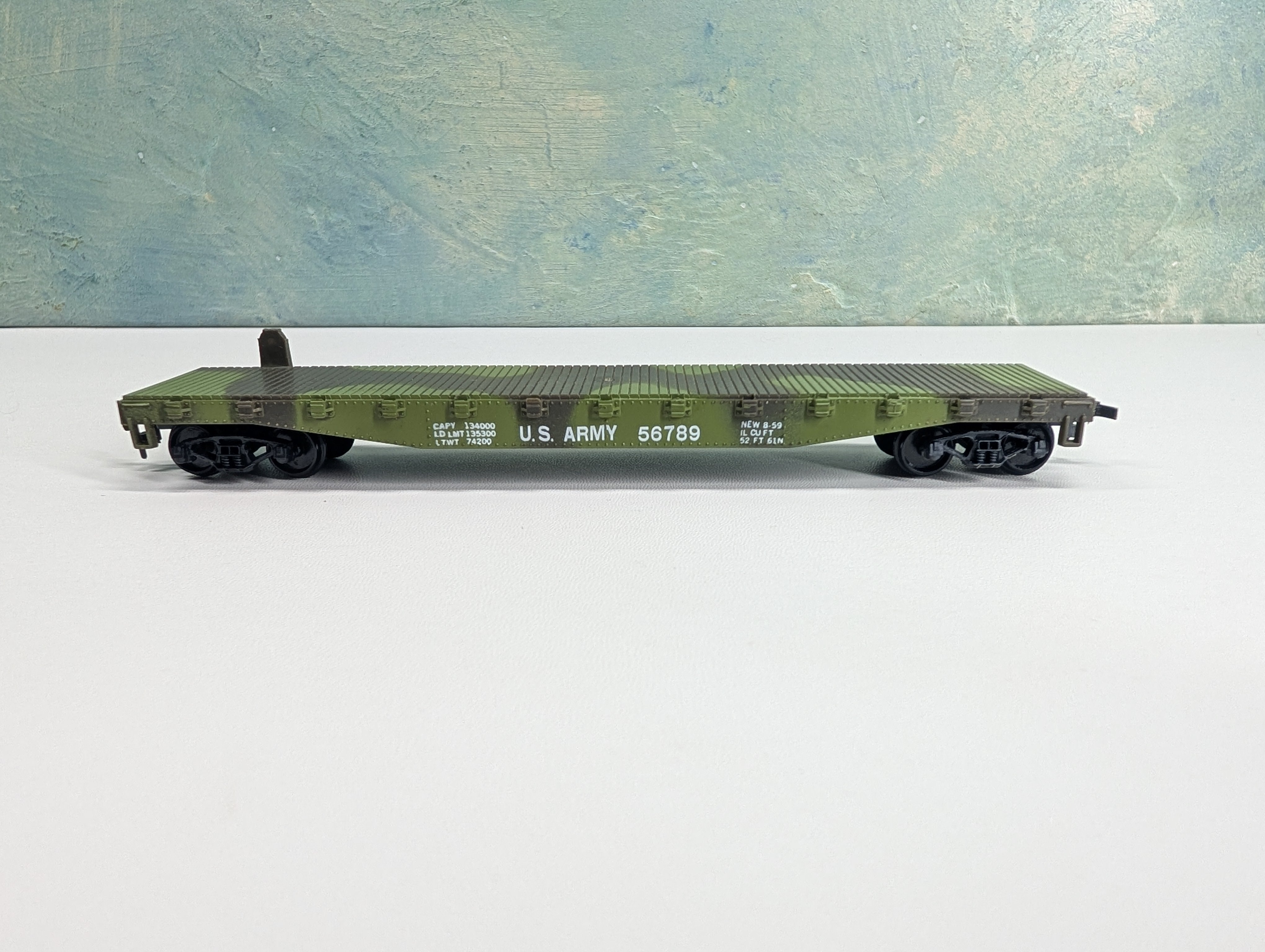 USED AHM HO Scale 50' Flat Car US Army 56789