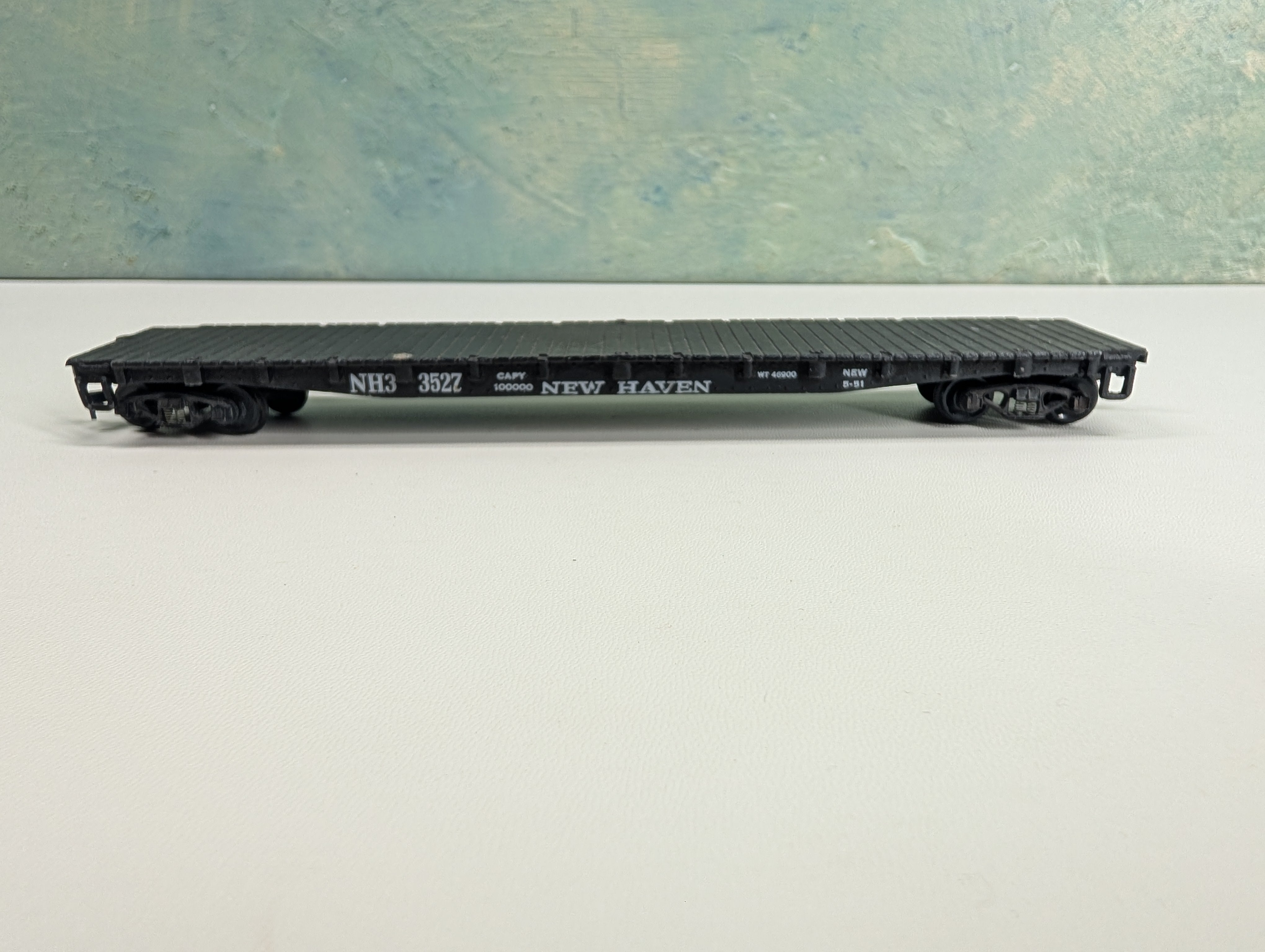 USED Gilbert HO Scale 55' Flat Car New Haven NH3 #3527 Metal