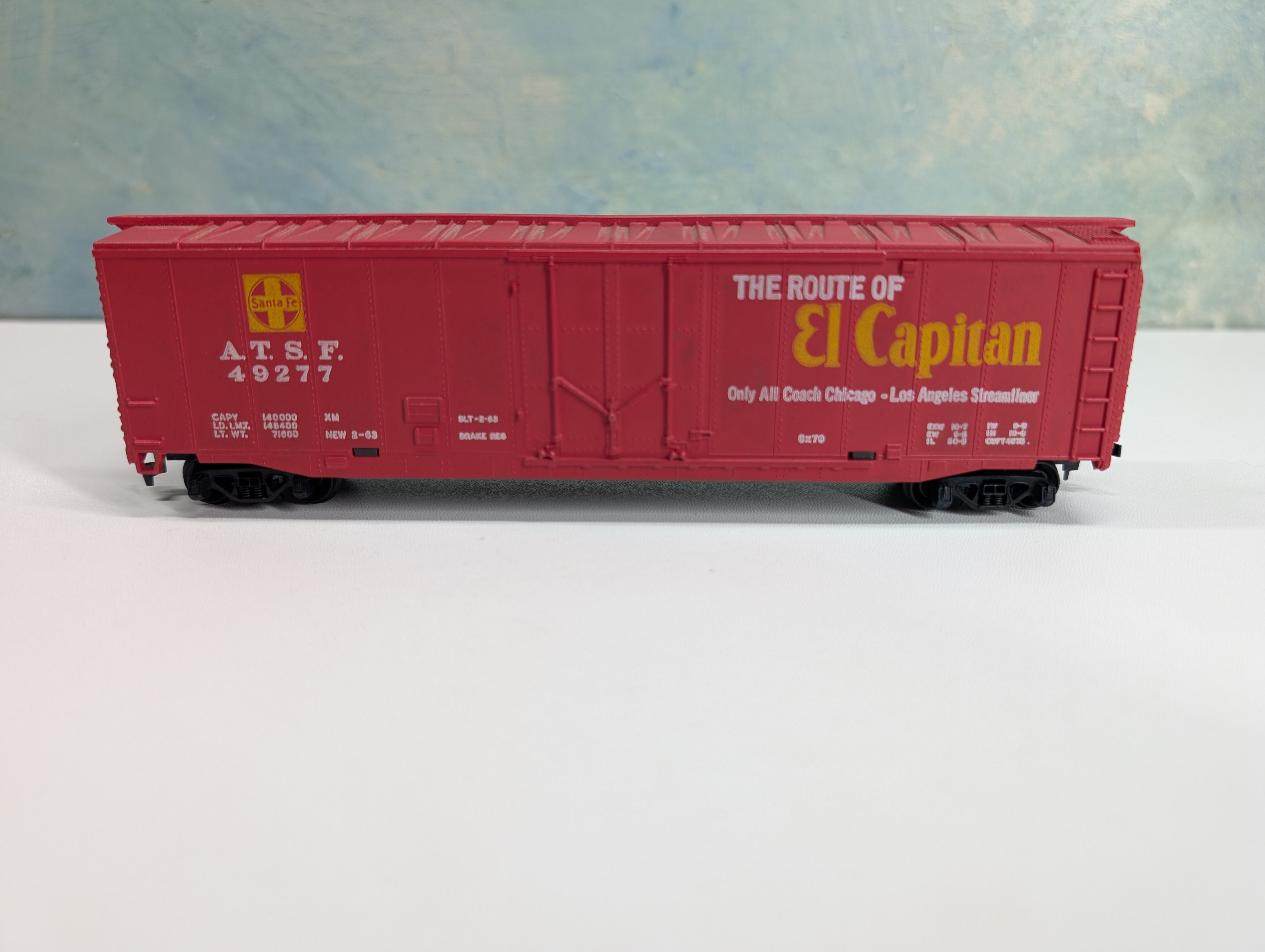 USED Tyco HO Scale 50' PD Box Car Santa Fe ATSF #49277