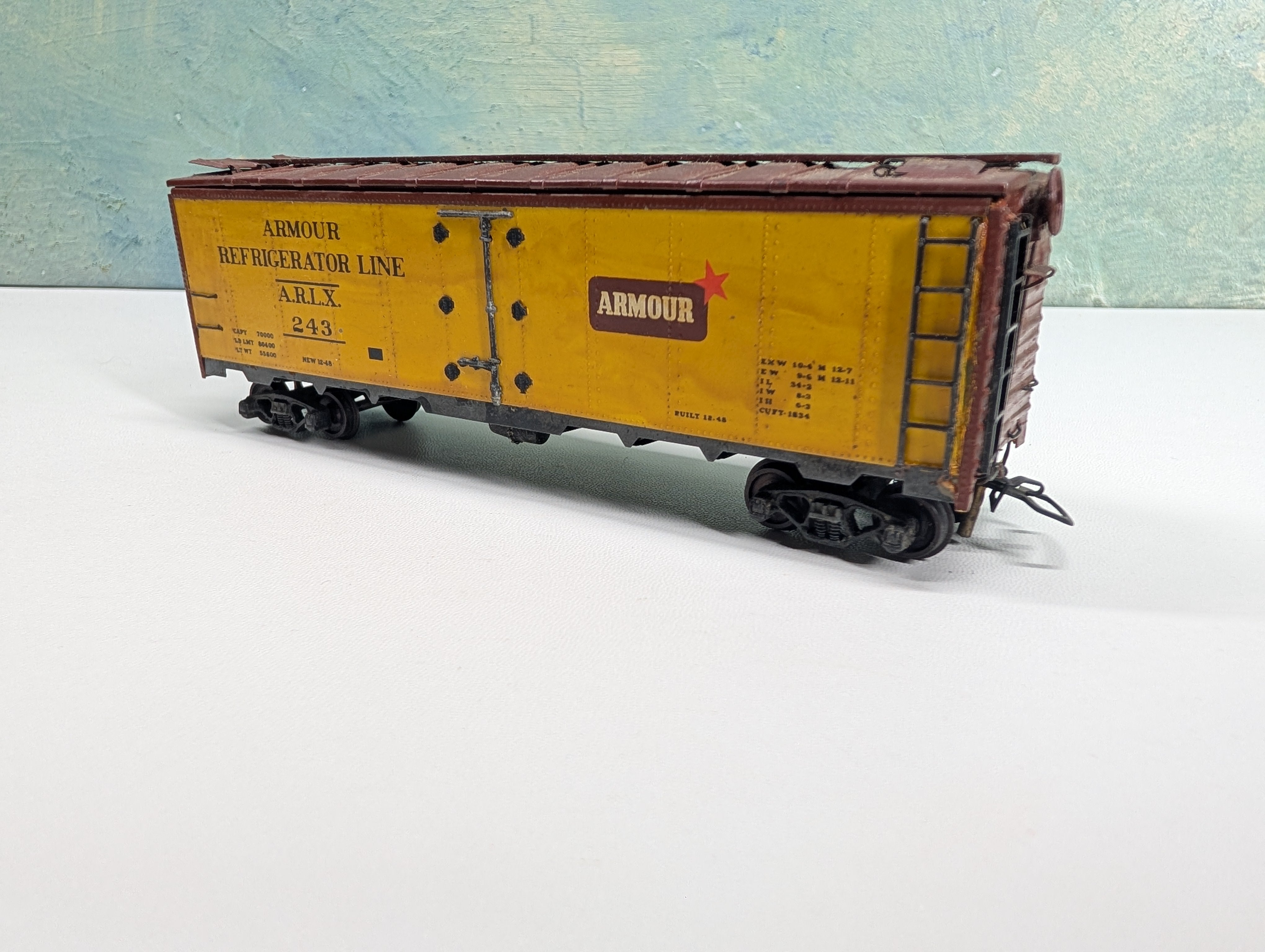 USED Athearn HO Scale 40' Reefer Box Car Armour Refrigerator Line ARLX #243 Metal