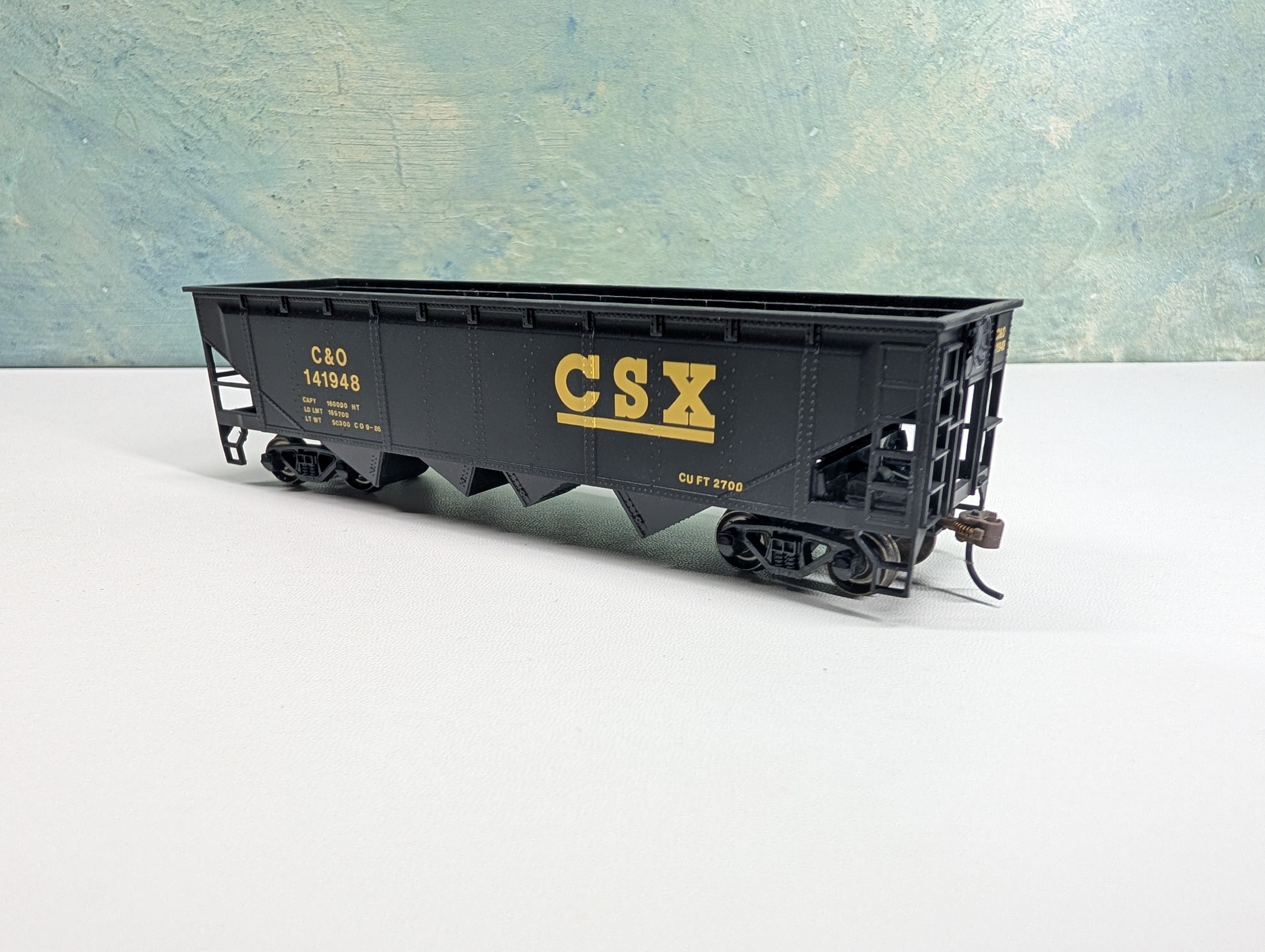 USED Bachmann HO Scale Quad Hopper CSX C&O #141948 Modern Gearboxes, Metal Wheels