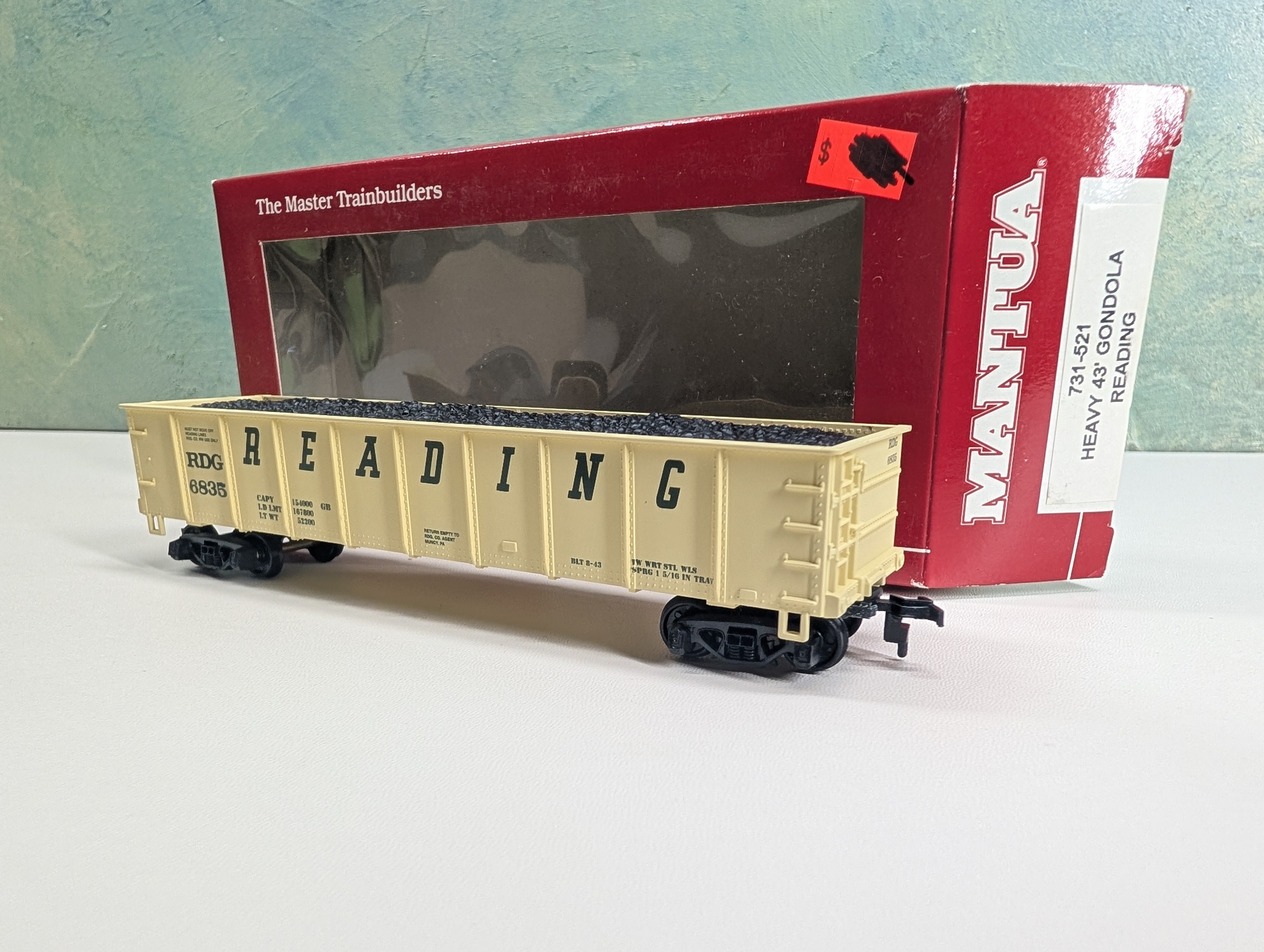 USED Mantua HO Scale Heavy 43' Gondola Reading RDG #6835