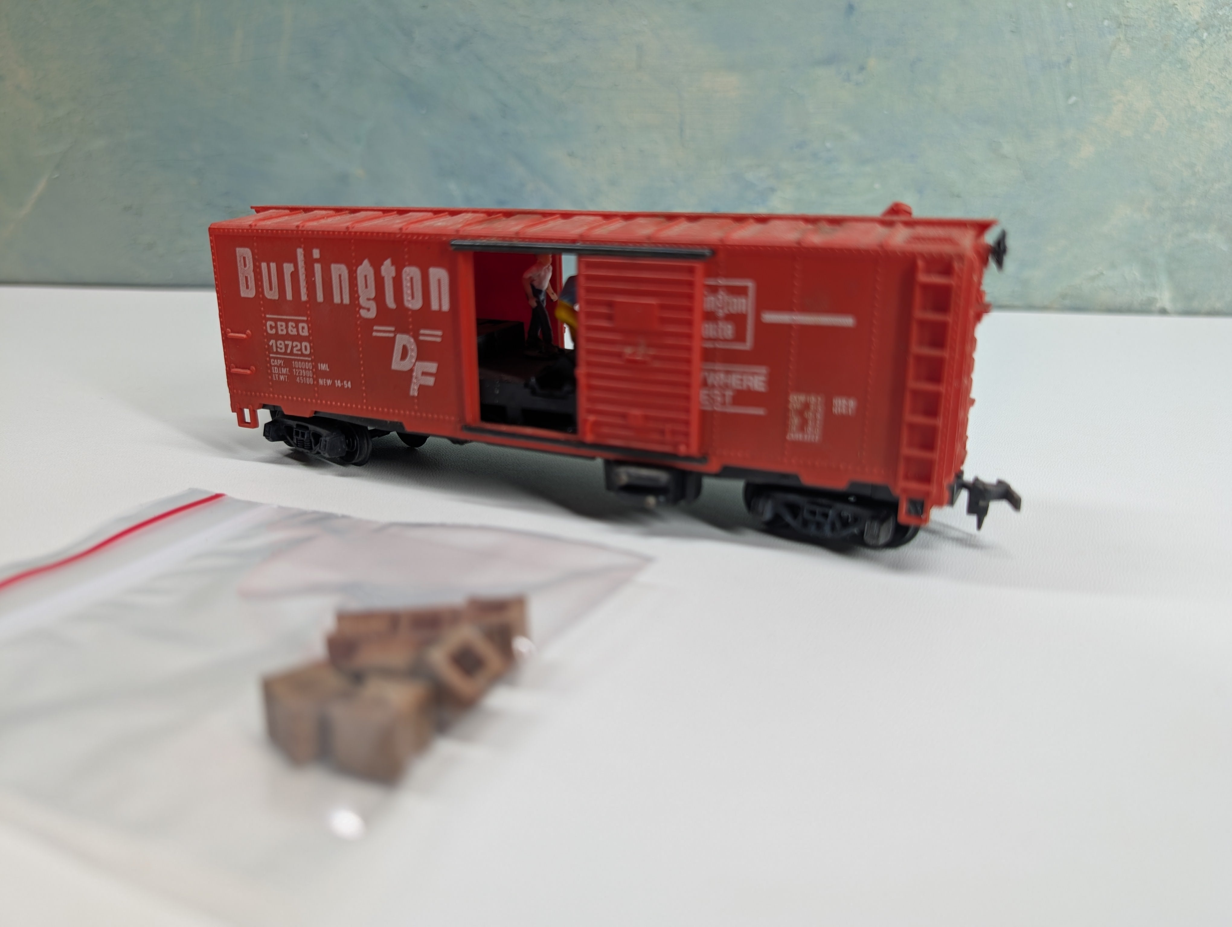 USED Tyco 930-900 HO Scale Freight Unloading Box Car Burlington CB&Q #19720