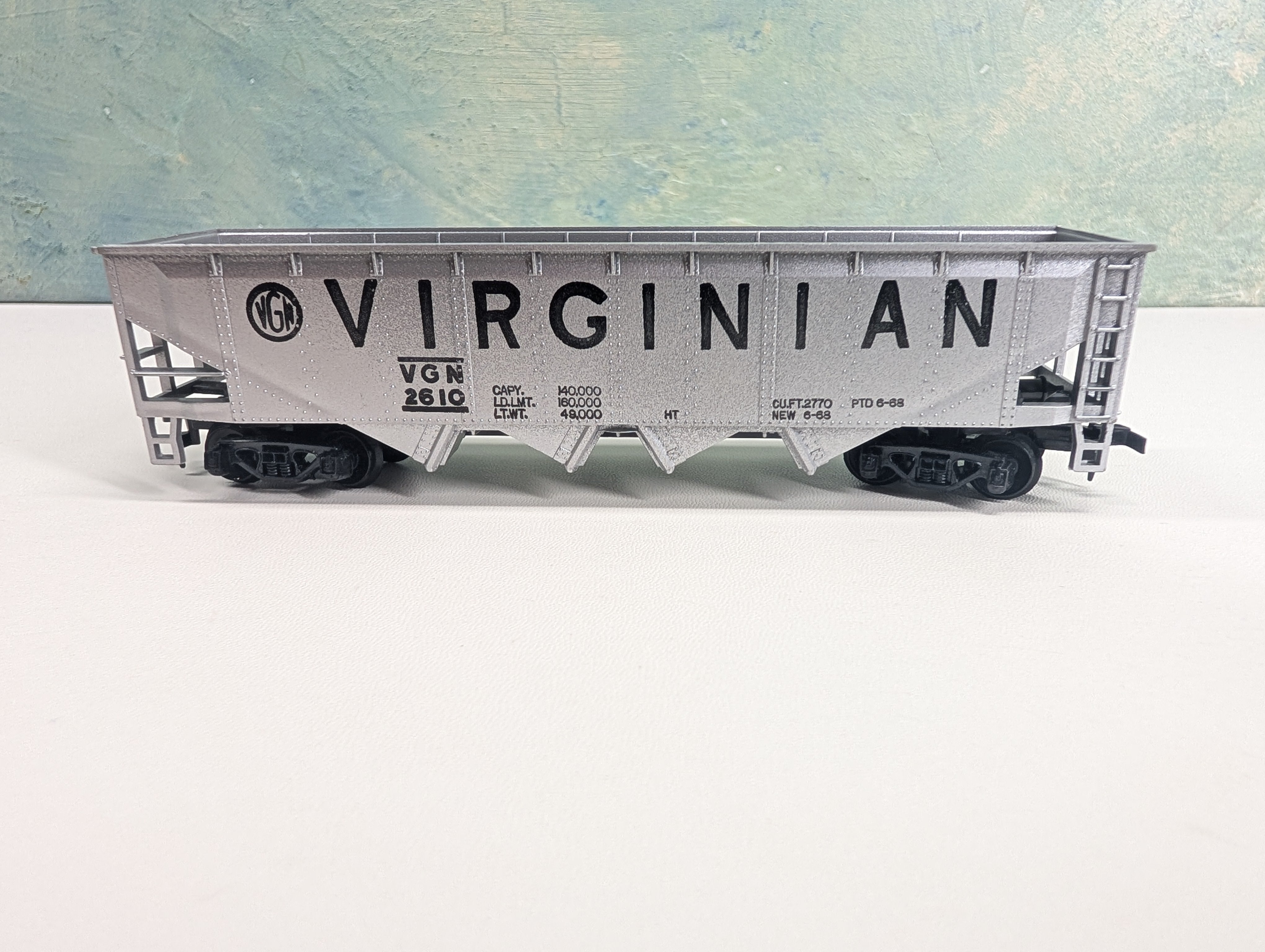 USED Tyco HO Scale Quad Hopper Virginian VGN #2610