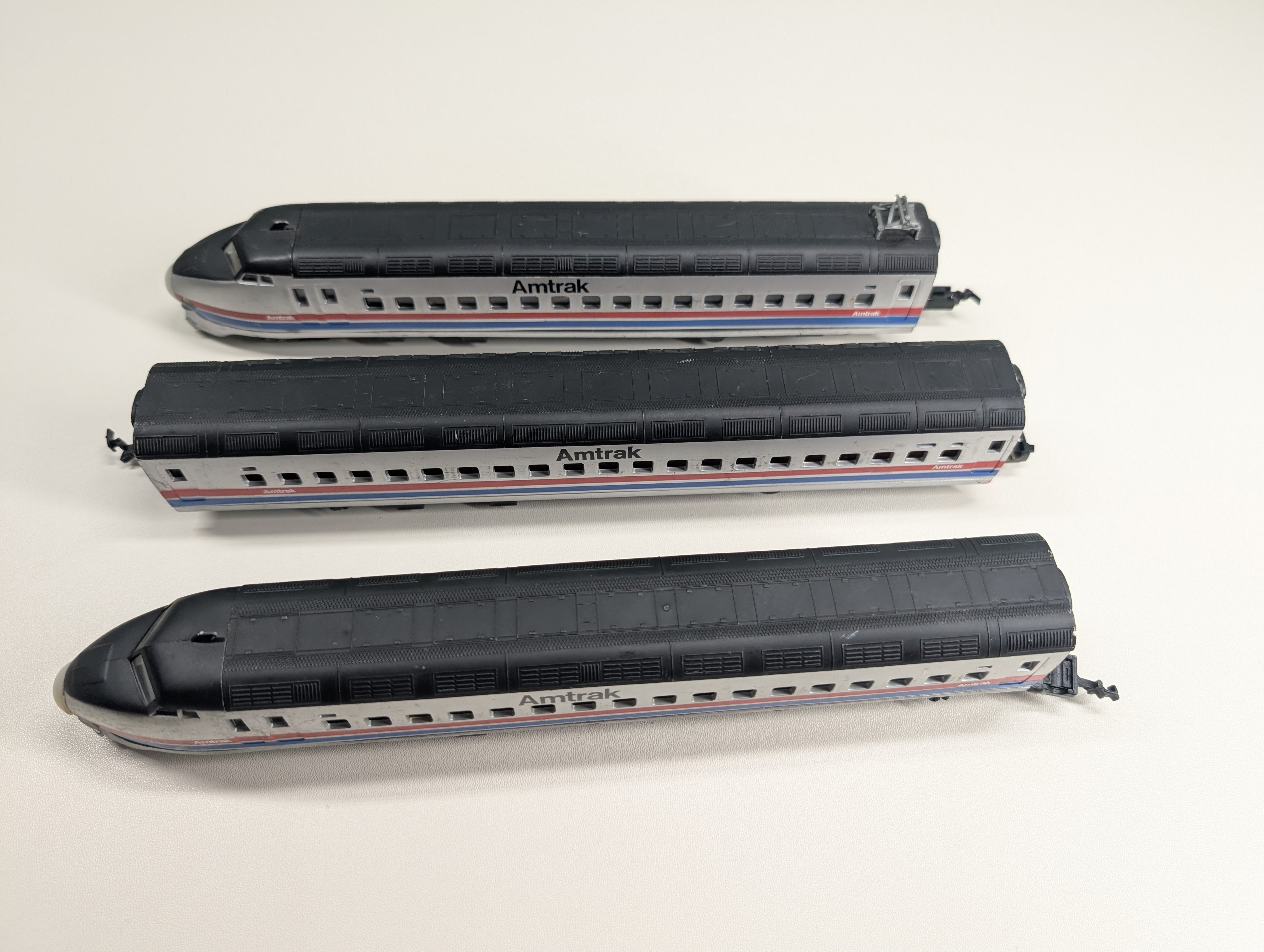 USED Model Power HO Scale Bullet Train Set Amtrak Parts/Repairs DC (3 pcs)