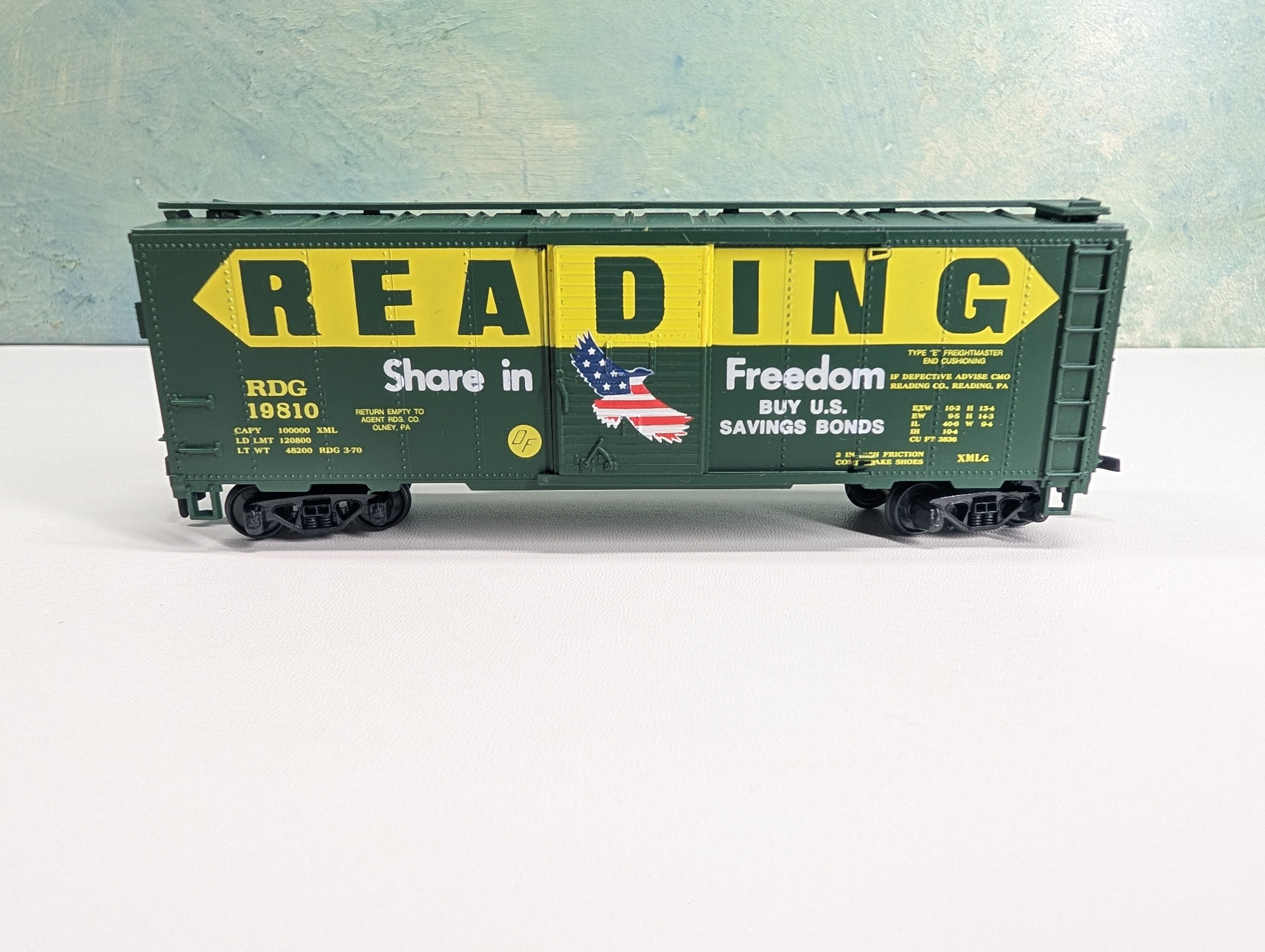 USED Mantua 734-586 HO Scale Heavy 41' Steel Box Car Reading RDG #19810