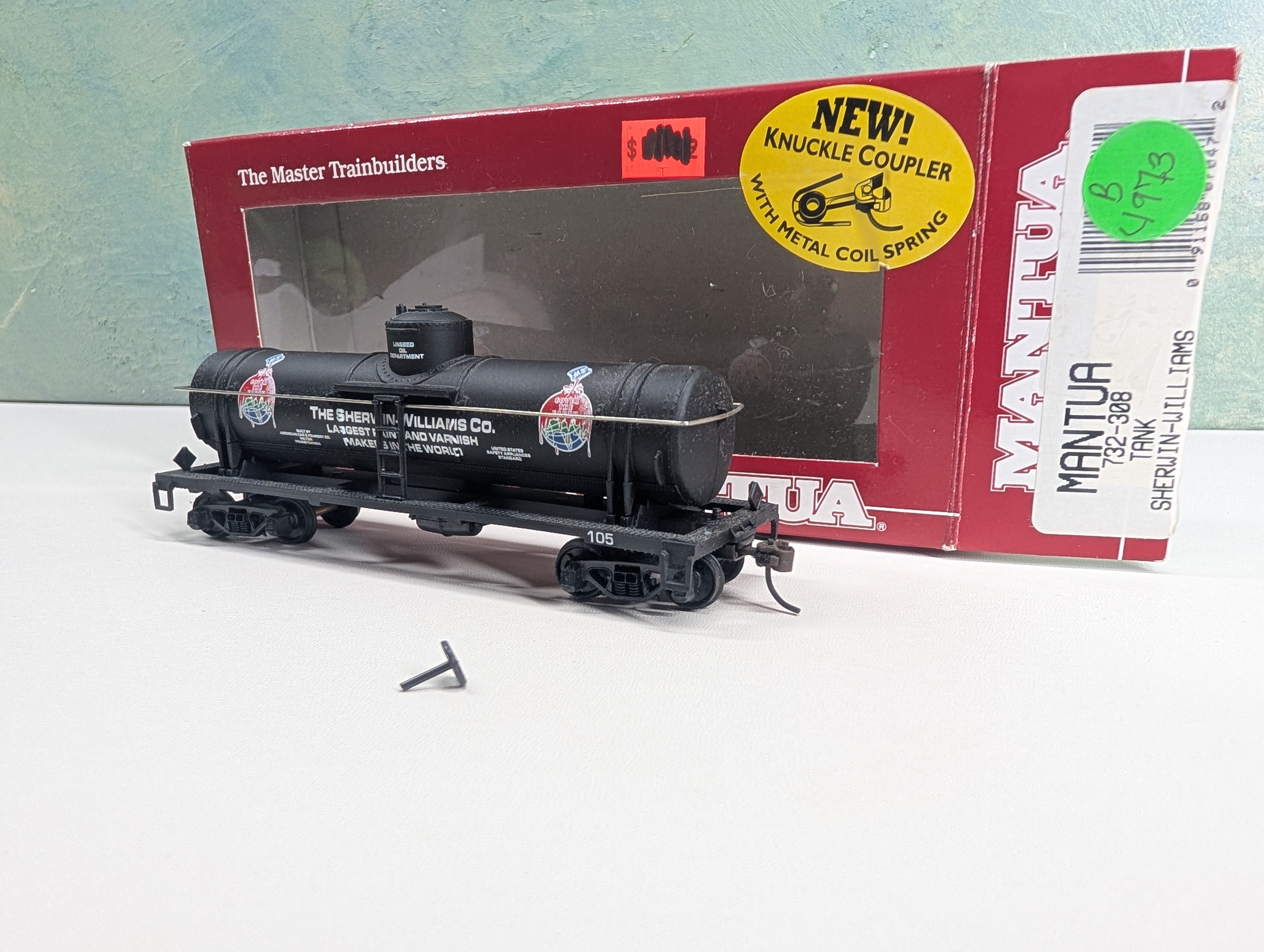 USED Mantua 732-308 HO Scale Heavy Single Dome Tank Car Sherwin Williams #105