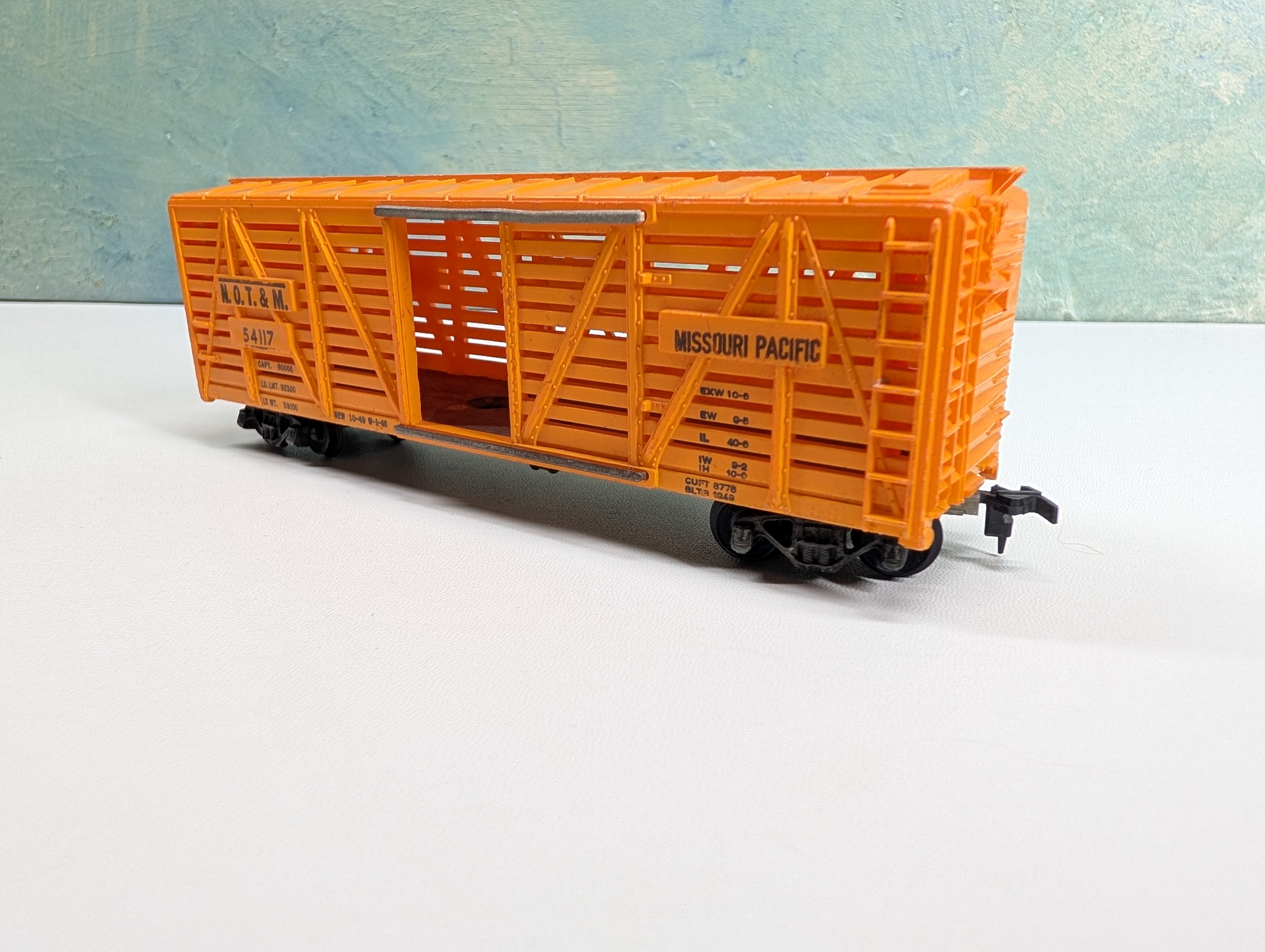 USED Mantua HO Scale 40' Cattle Livestock Car Missouri Pacific NOT&M #54117