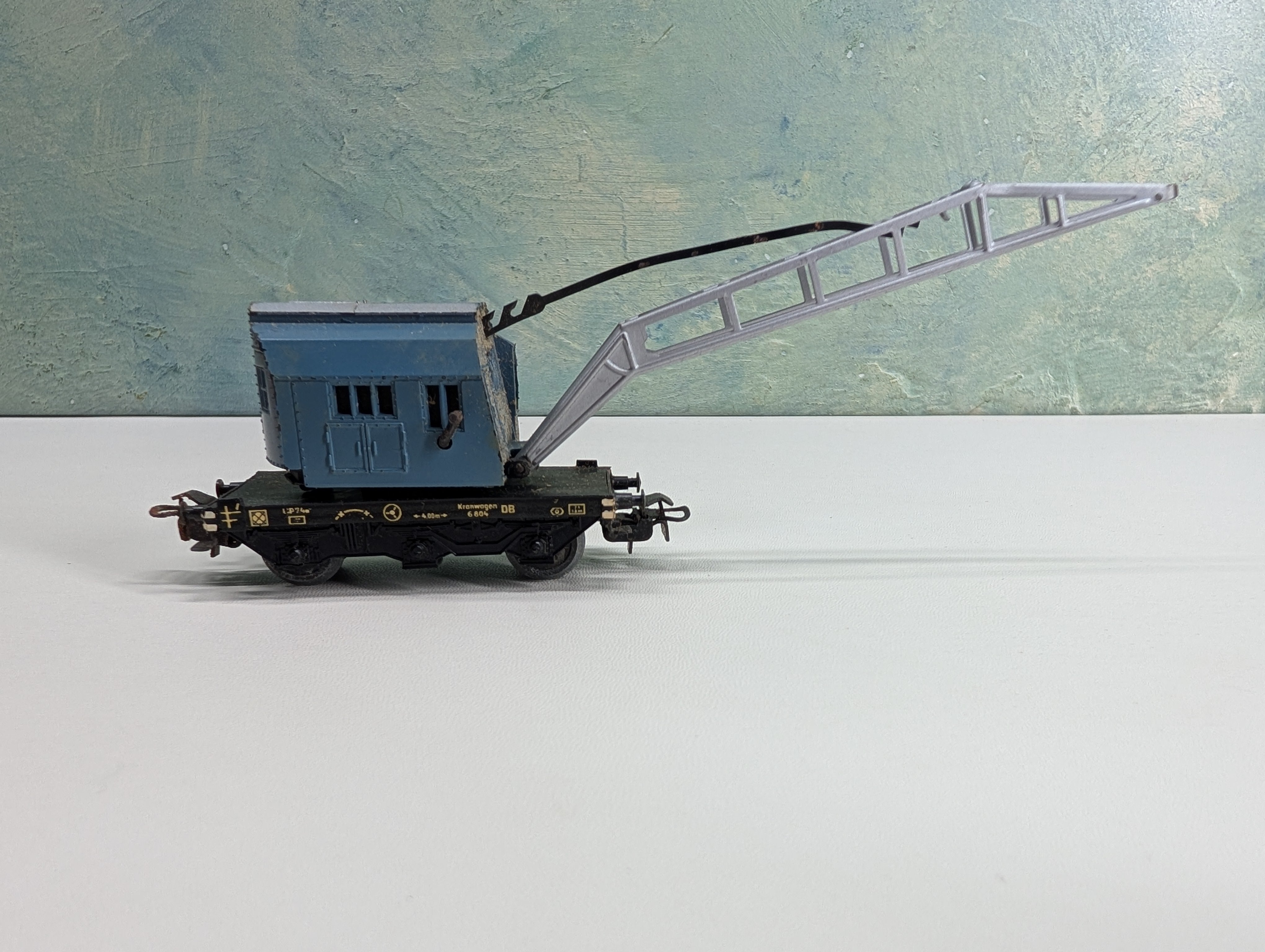 USED Marklin #315/2 HO Scale Blue DB Krupp Ardelt Crane Truck Car #6804