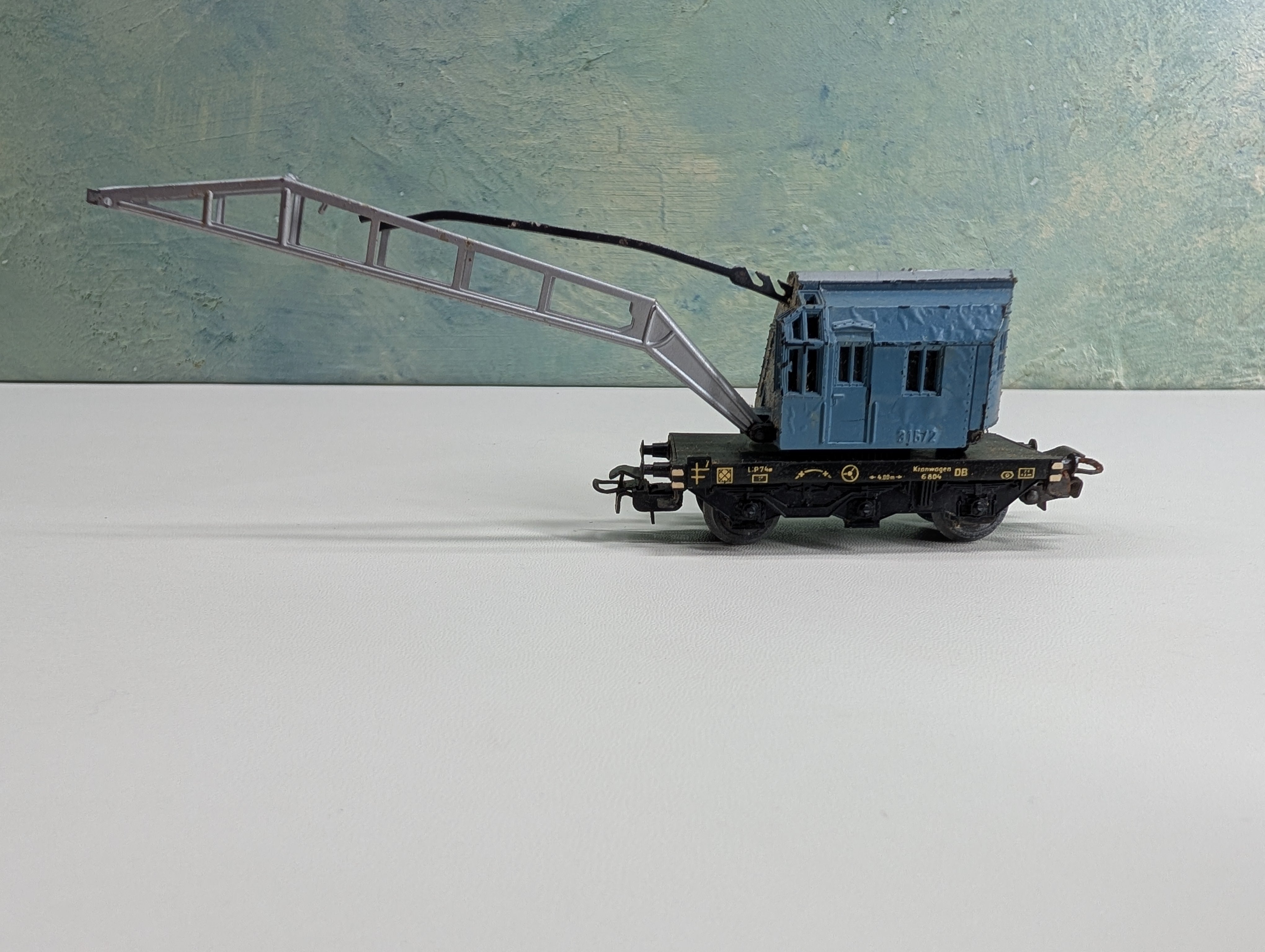 USED Marklin #315/2 HO Scale Blue DB Krupp Ardelt Crane Truck Car #6804