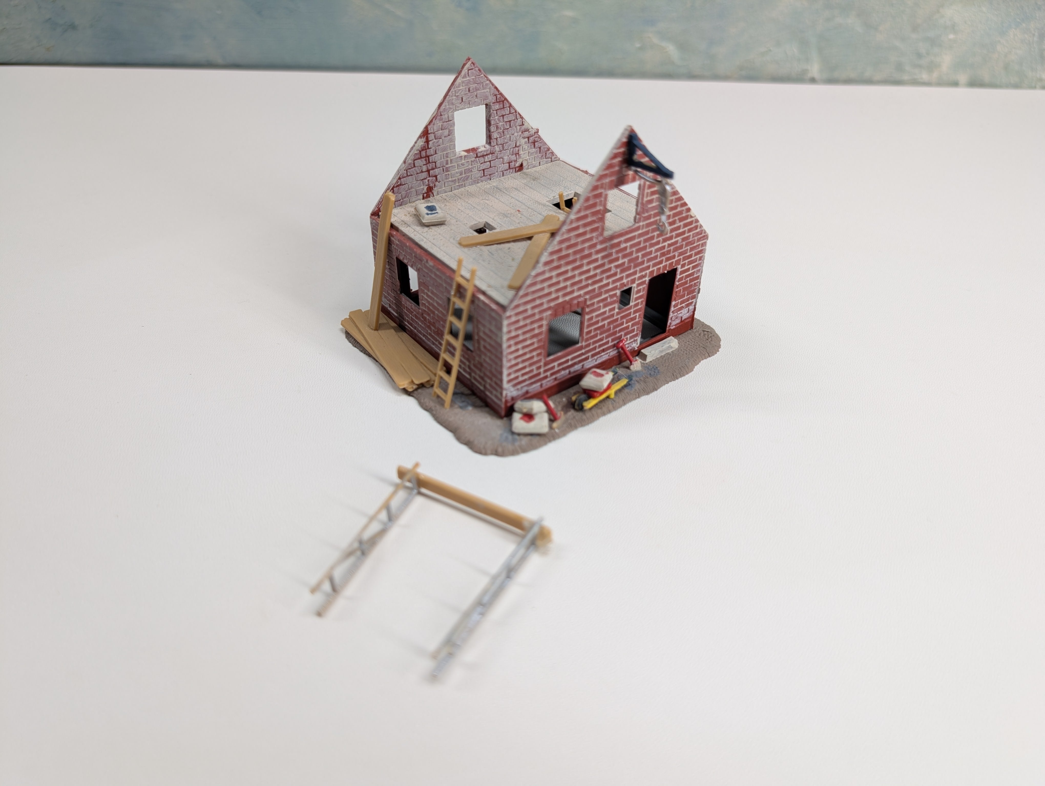 USED HO Scale Brick Home Under Construction