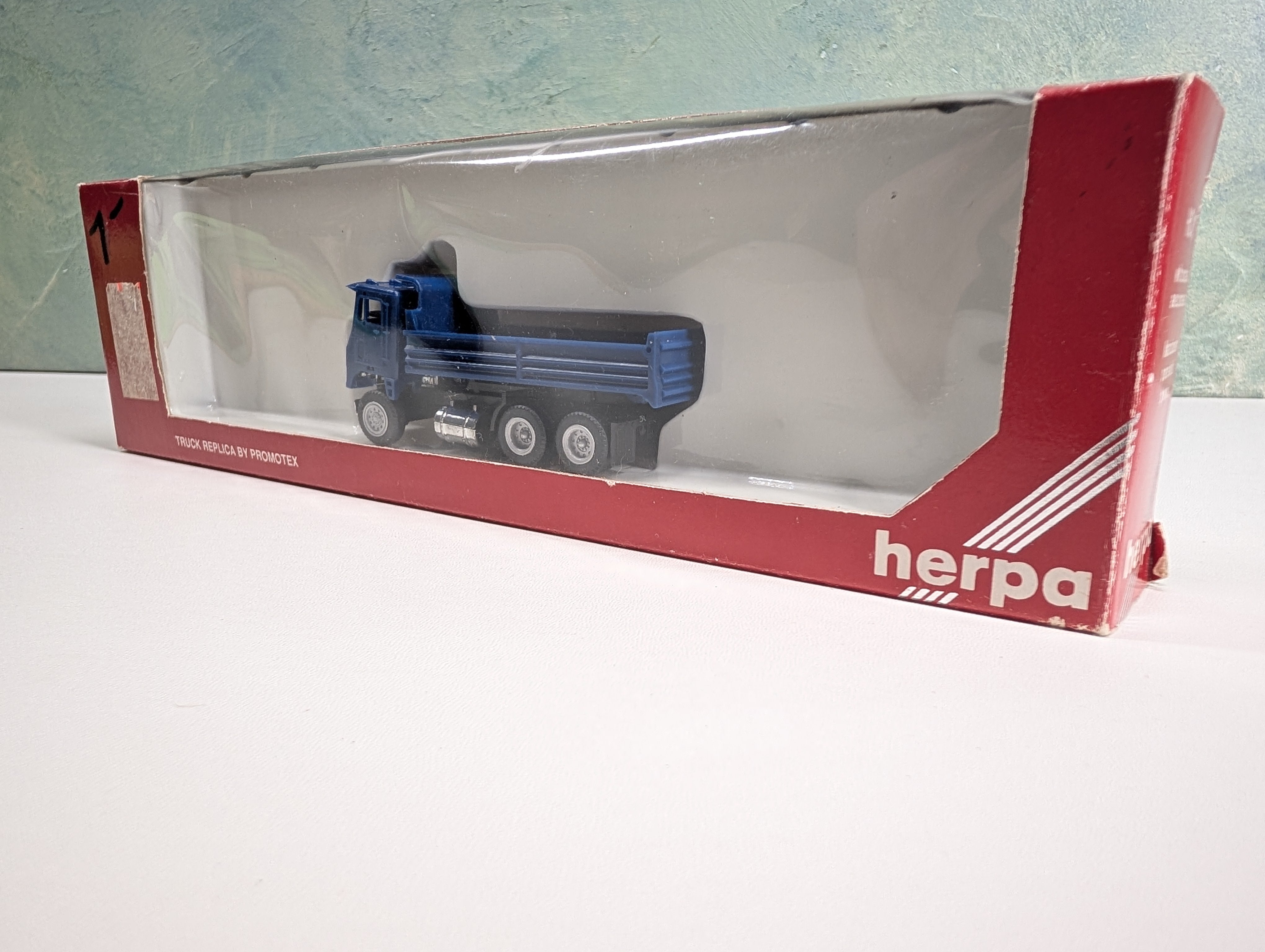Herpa 6048 HO Scale Truck w/ Dump Trailer Blue