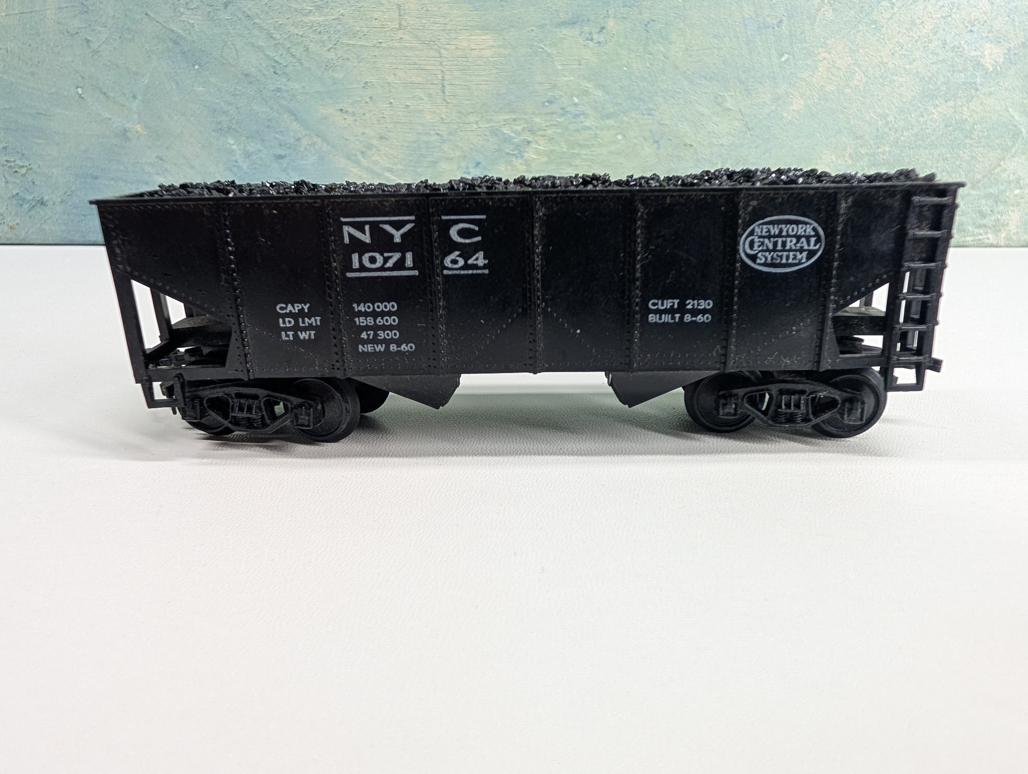 USED Fleischmann HO Scale 35' 2-Bay Hopper w/ Coal Load New York Central NYC #107164
