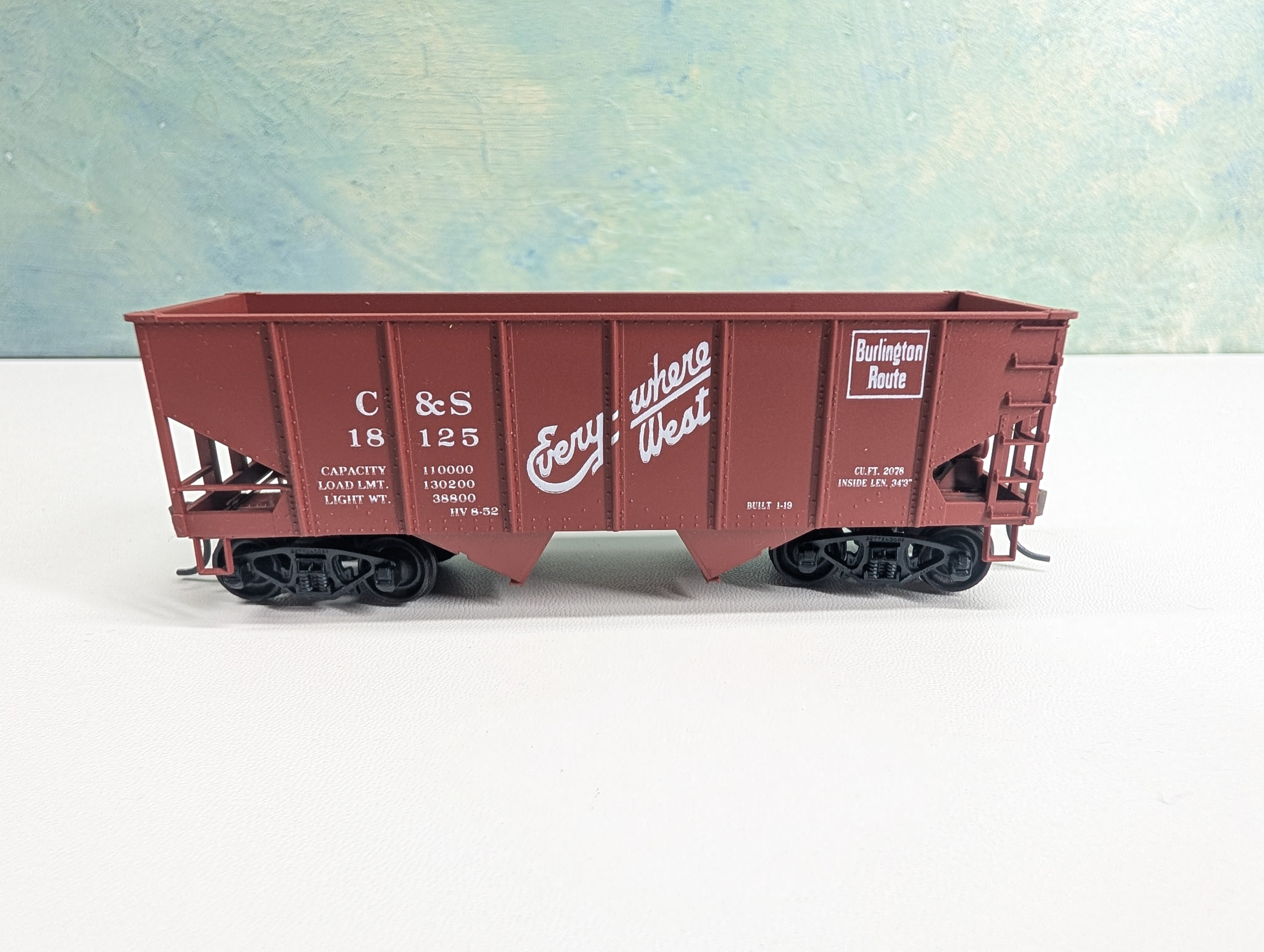 USED Accurail HO Scale 55 Ton 2 Bay Hopper Burlington C&S #18125