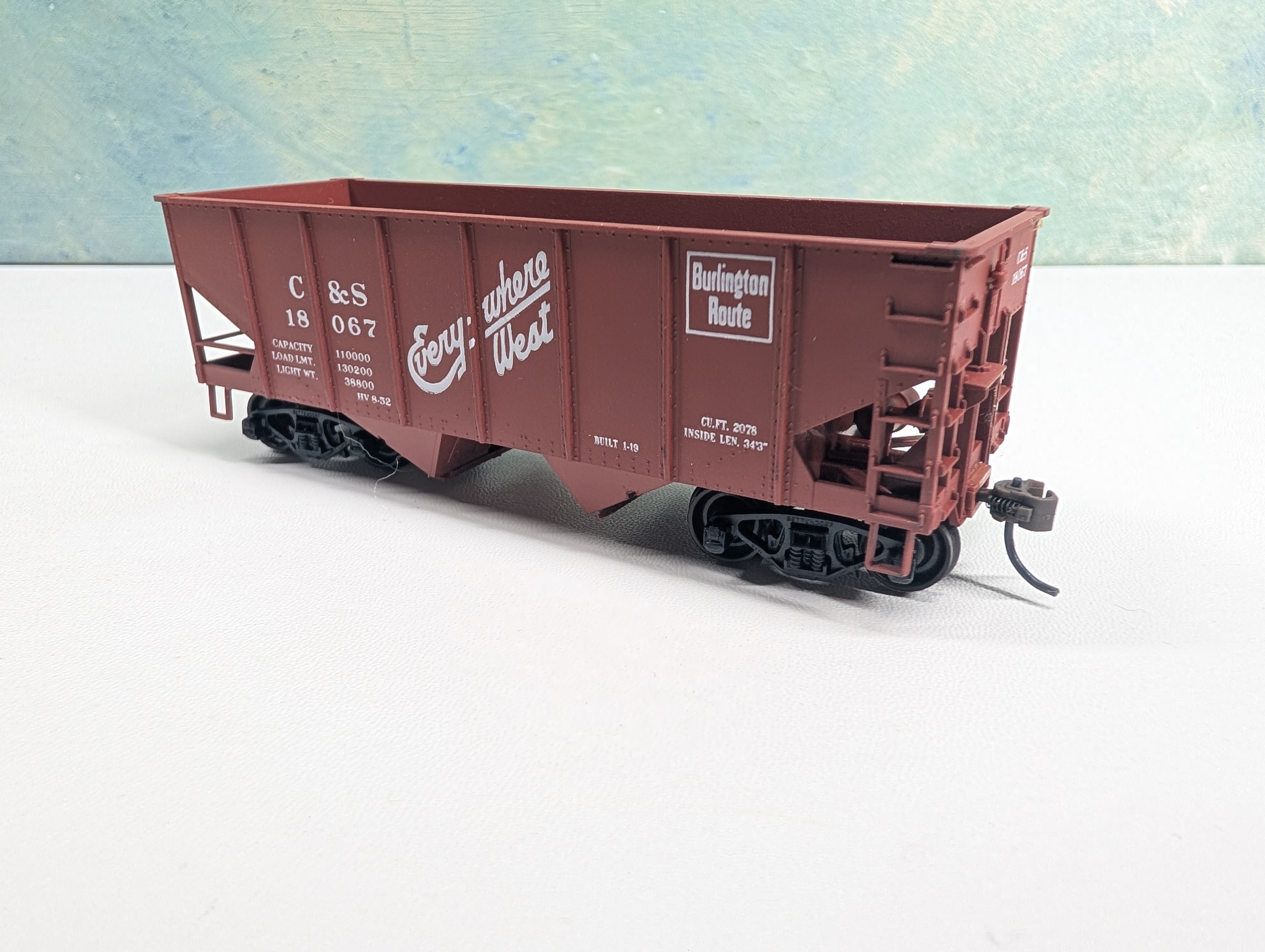 USED Accurail HO Scale 55 Ton 2 Bay Hopper Burlington C&S #18067