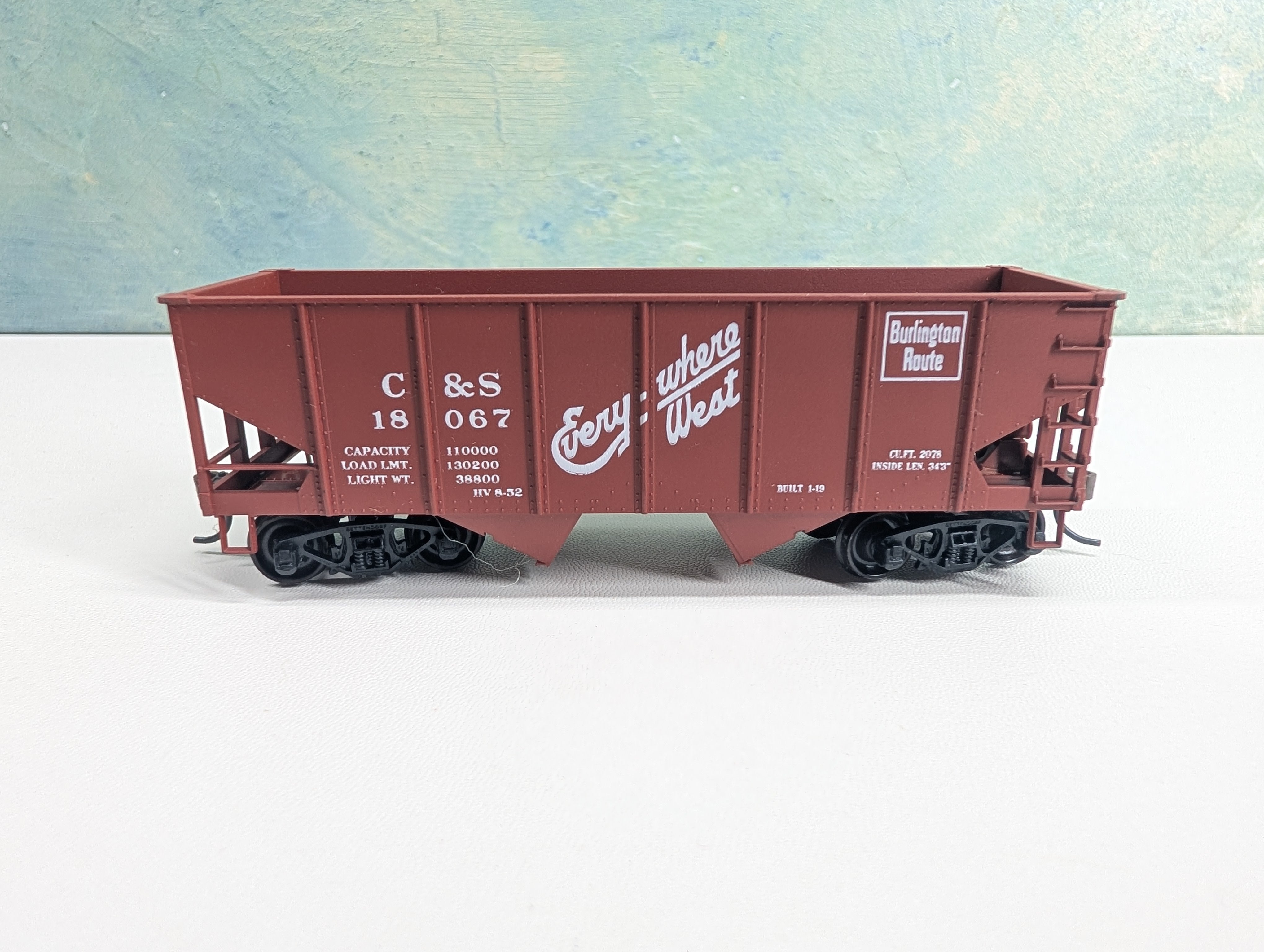 USED Accurail HO Scale 55 Ton 2 Bay Hopper Burlington C&S #18067