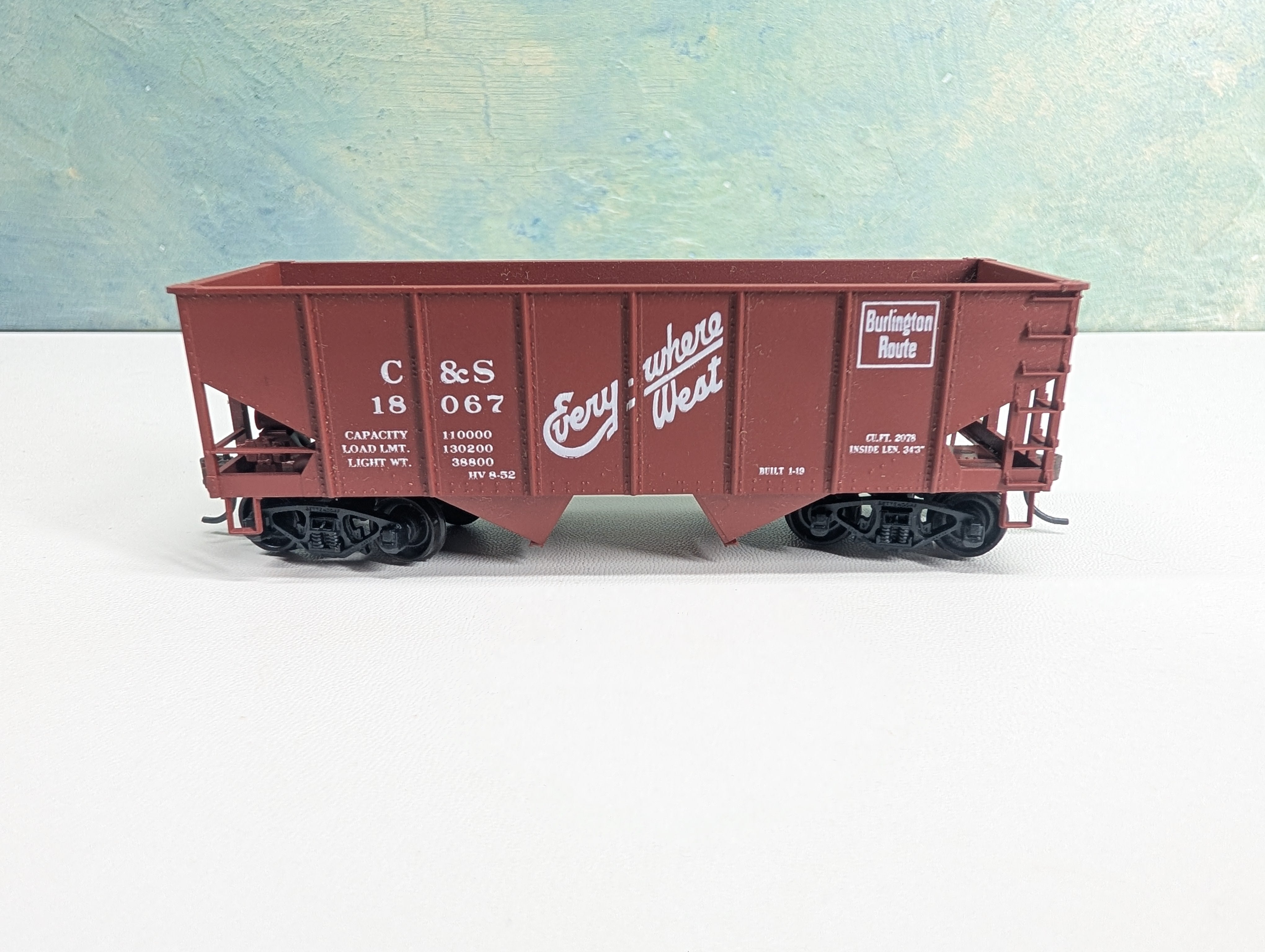 USED Accurail HO Scale 55 Ton 2 Bay Hopper Burlington C&S #18067