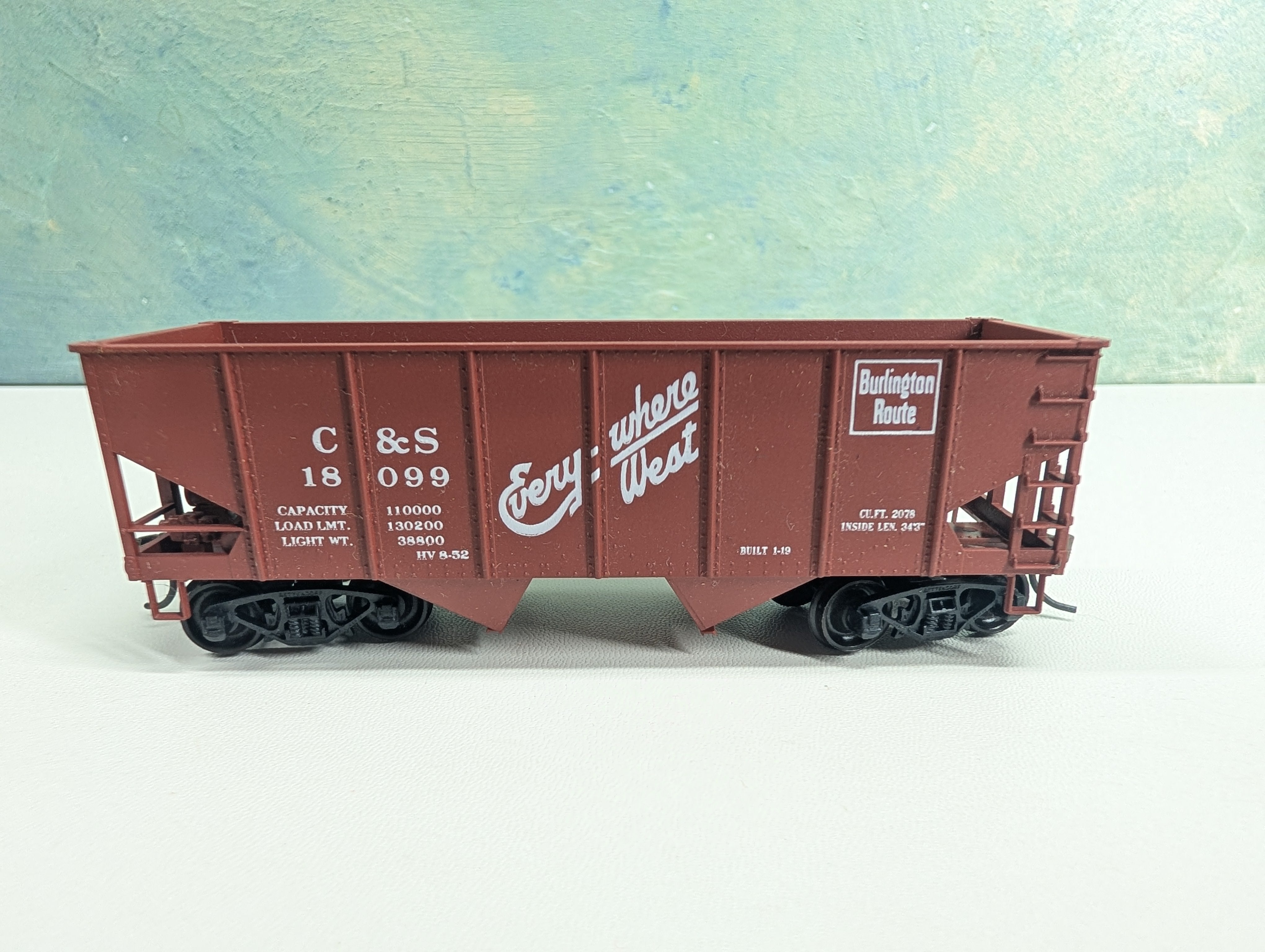 USED Accurail HO Scale 55 Ton 2 Bay Hopper Burlington C&S #18099