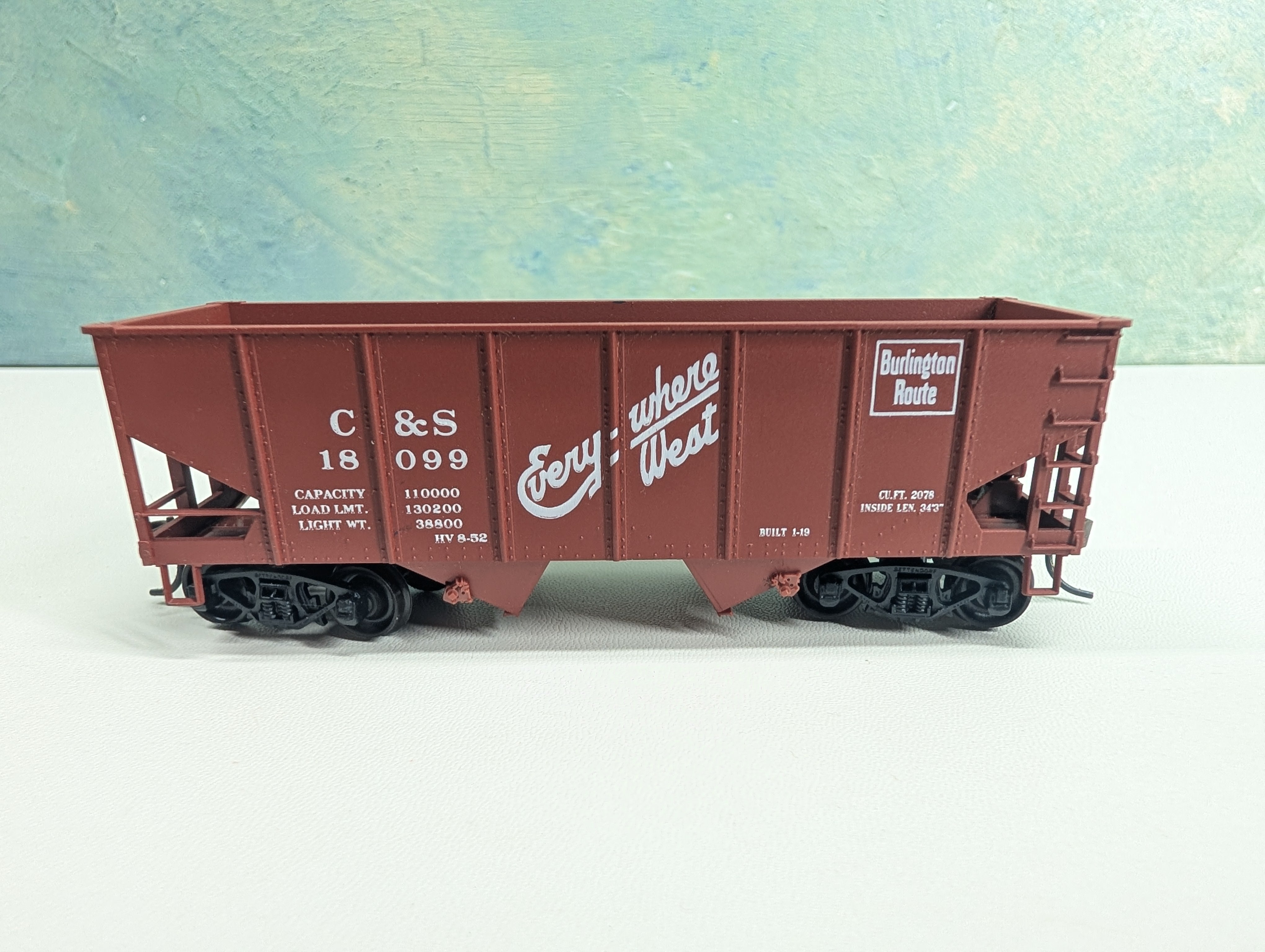 USED Accurail HO Scale 55 Ton 2 Bay Hopper Burlington C&S #18099
