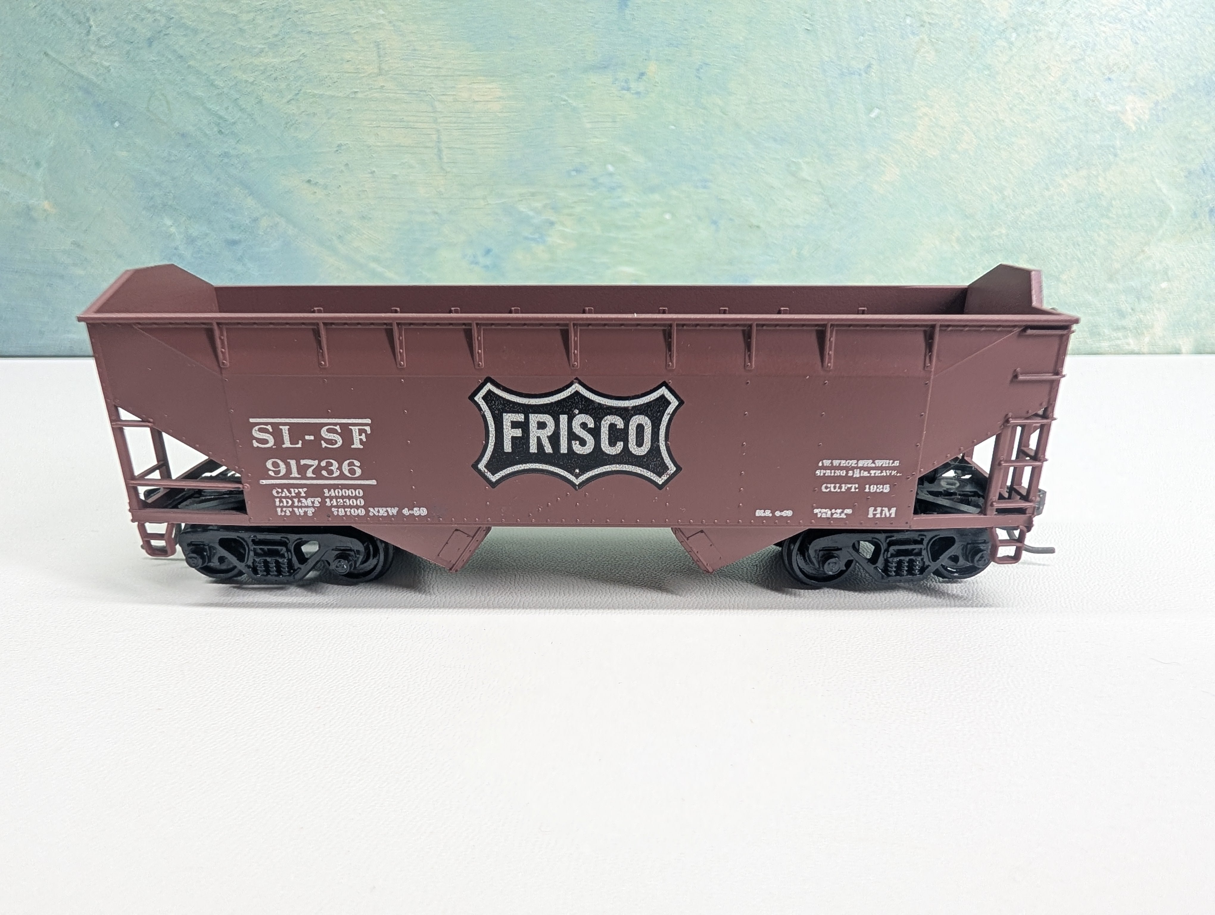 USED Athearn HO Scale 34' Offset 2 Bay Hopper Frisco SL-SF #91736