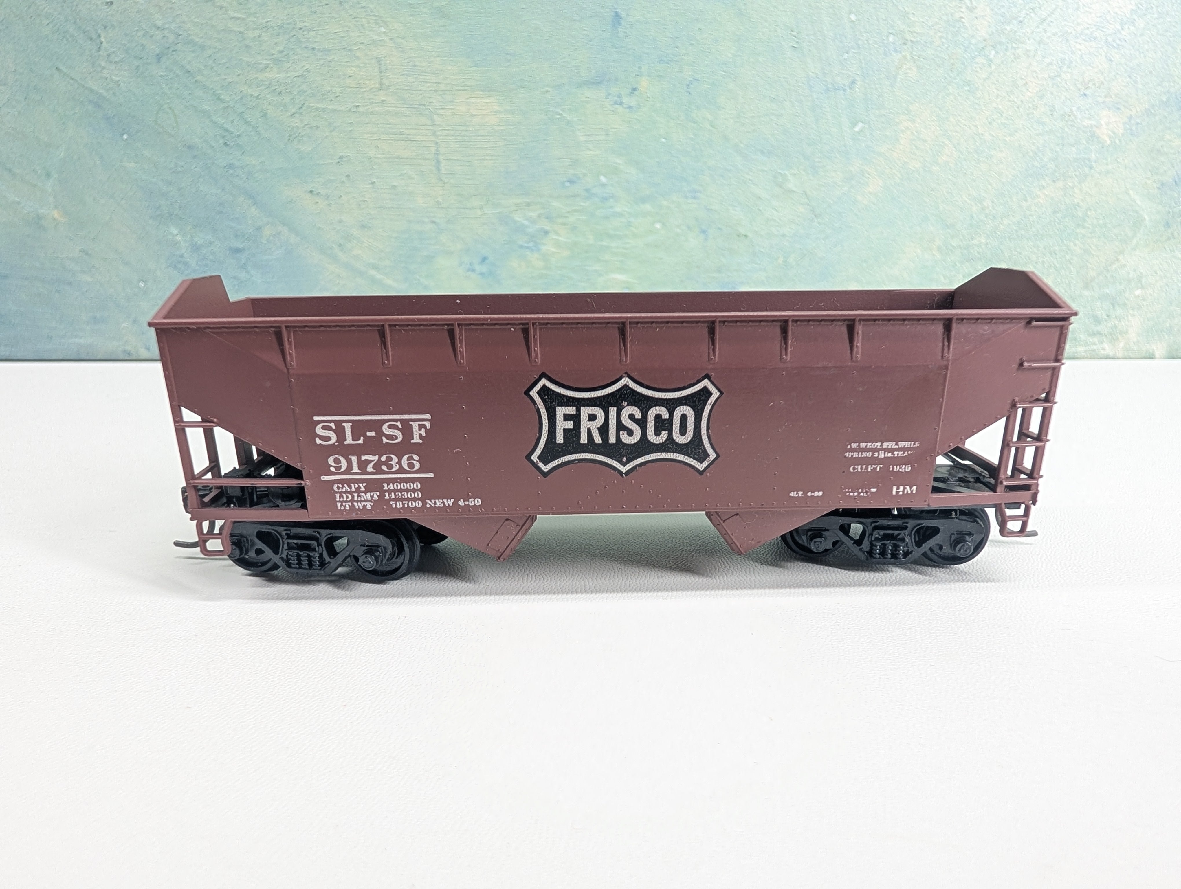 USED Athearn HO Scale 34' Offset 2 Bay Hopper Frisco SL-SF #91736