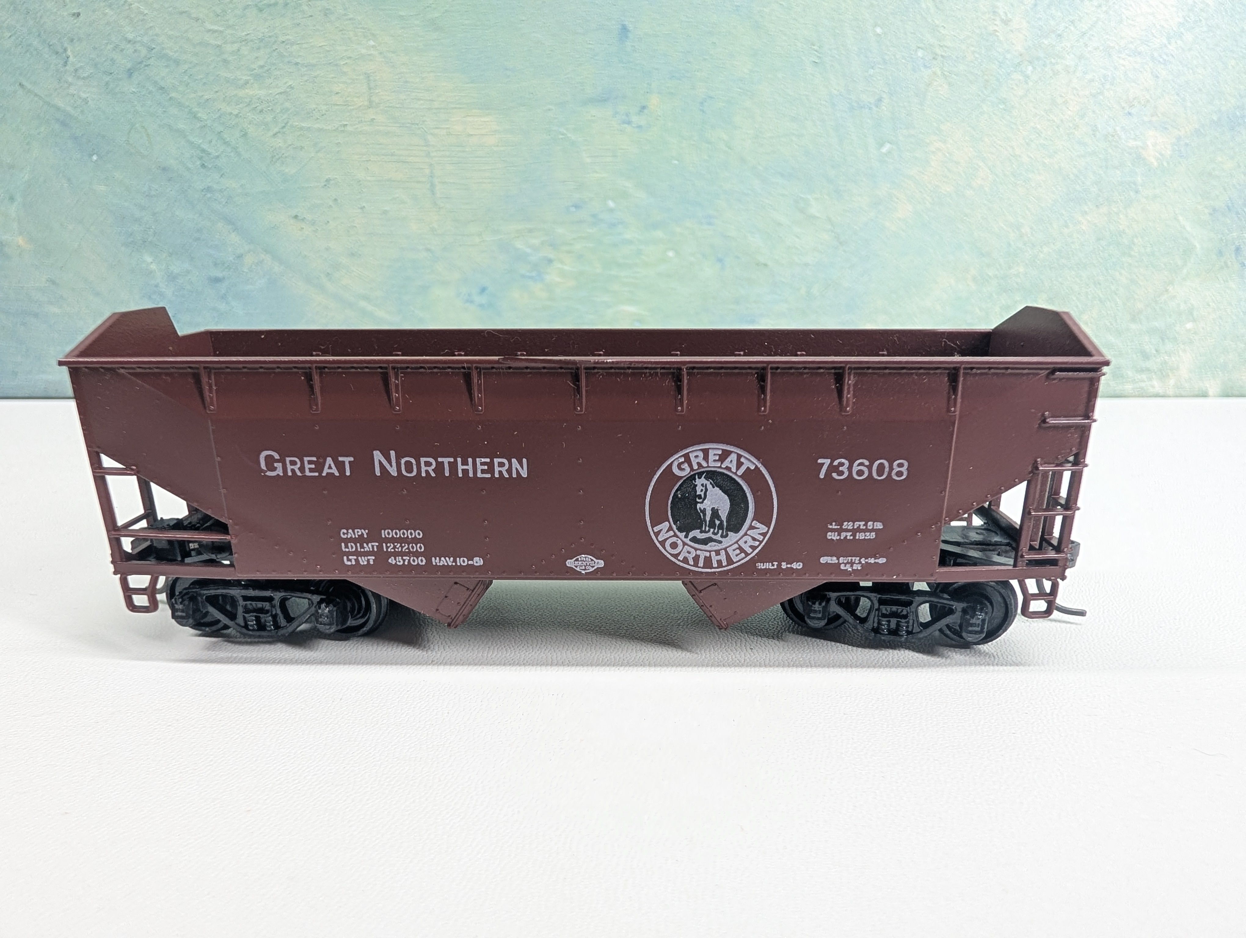 USED Athearn HO Scale 34' Offset 2 Bay Hopper Great Northern GN #73608