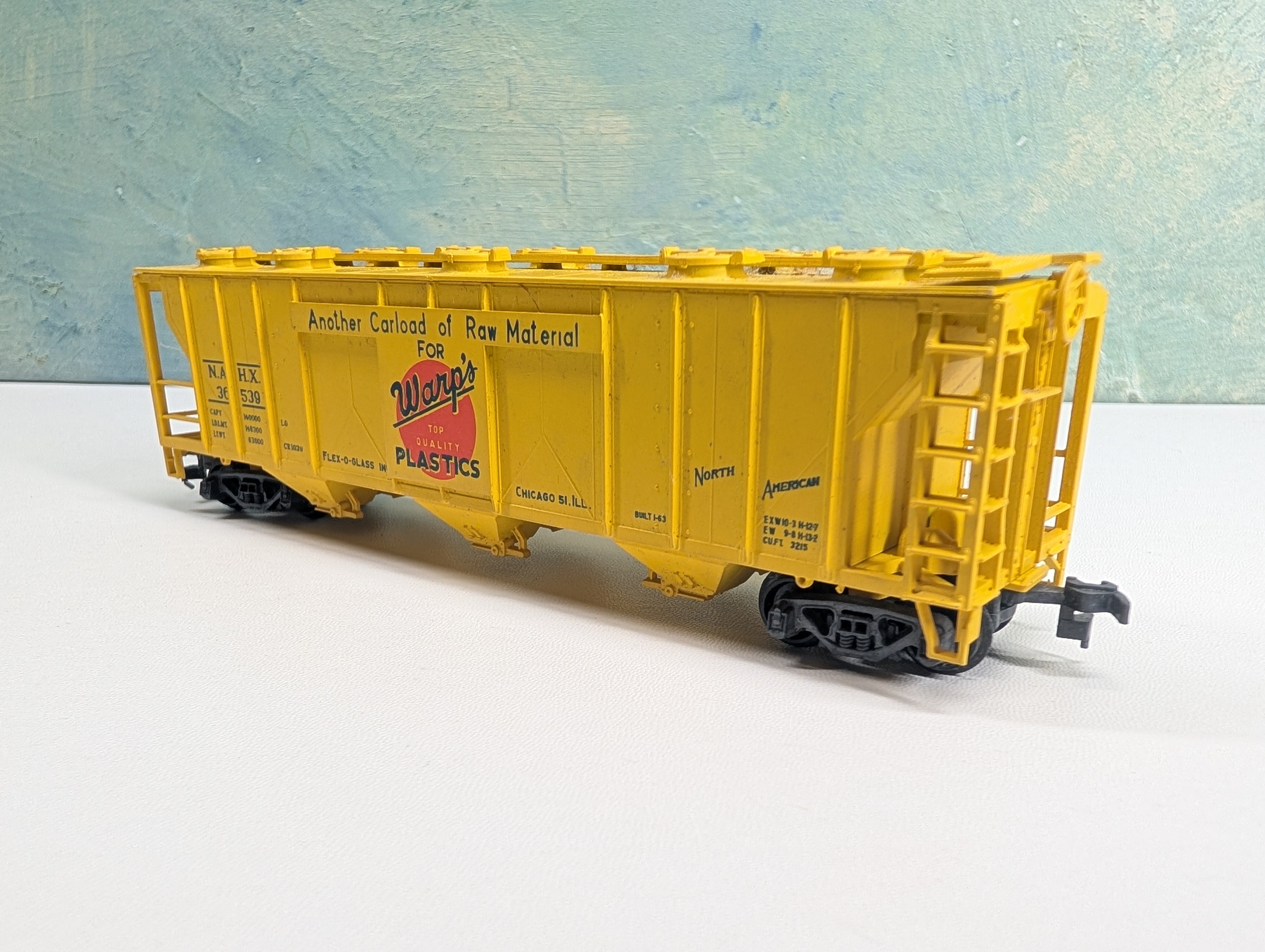 USED HO Scale 3 Bay Covered Hopper Warp's Plastics NAHX #36539