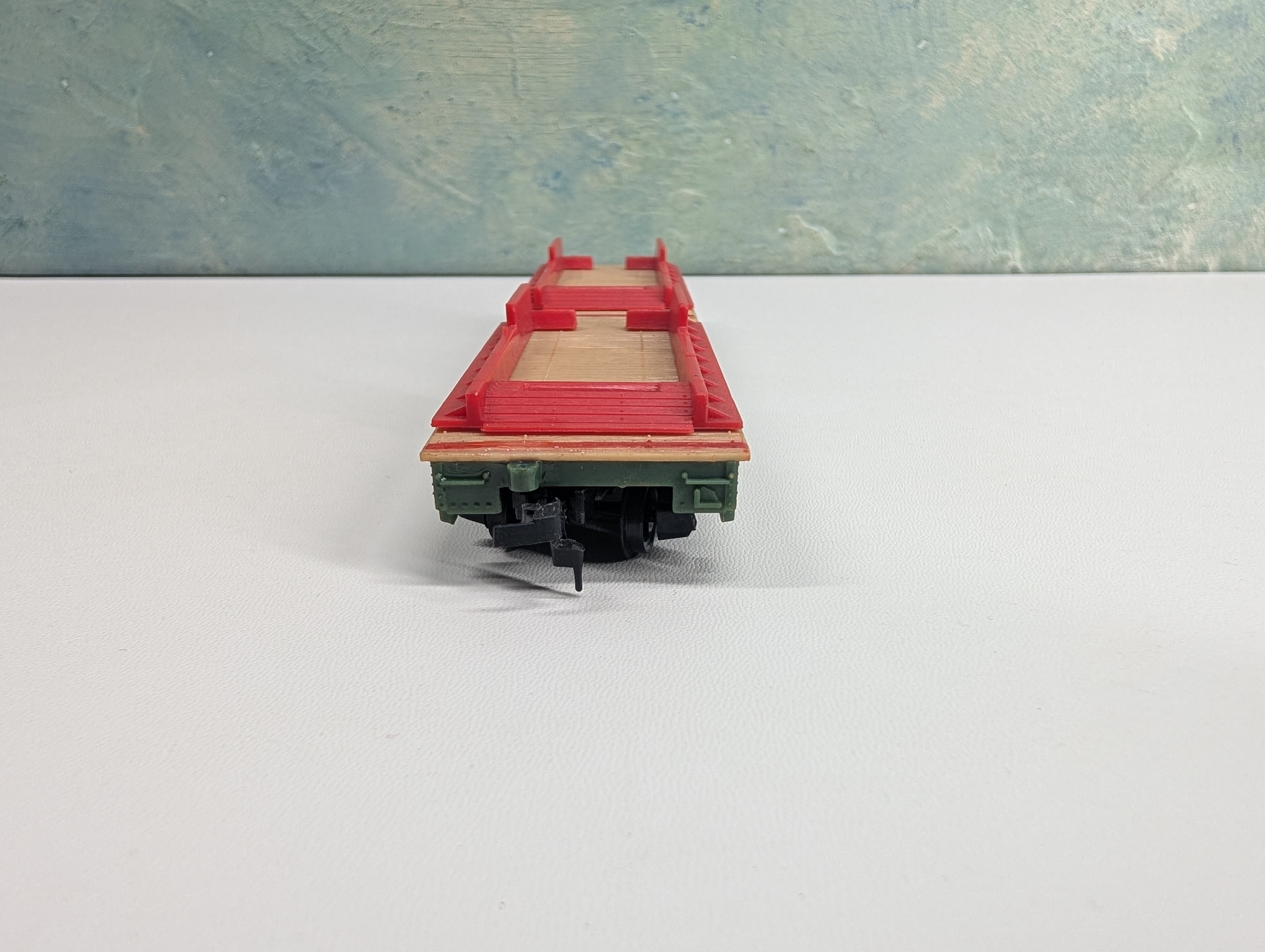 USED Mantua HO Scale 50' Flat Car w/ 2 Trailers Santa Fe ATSF #90806