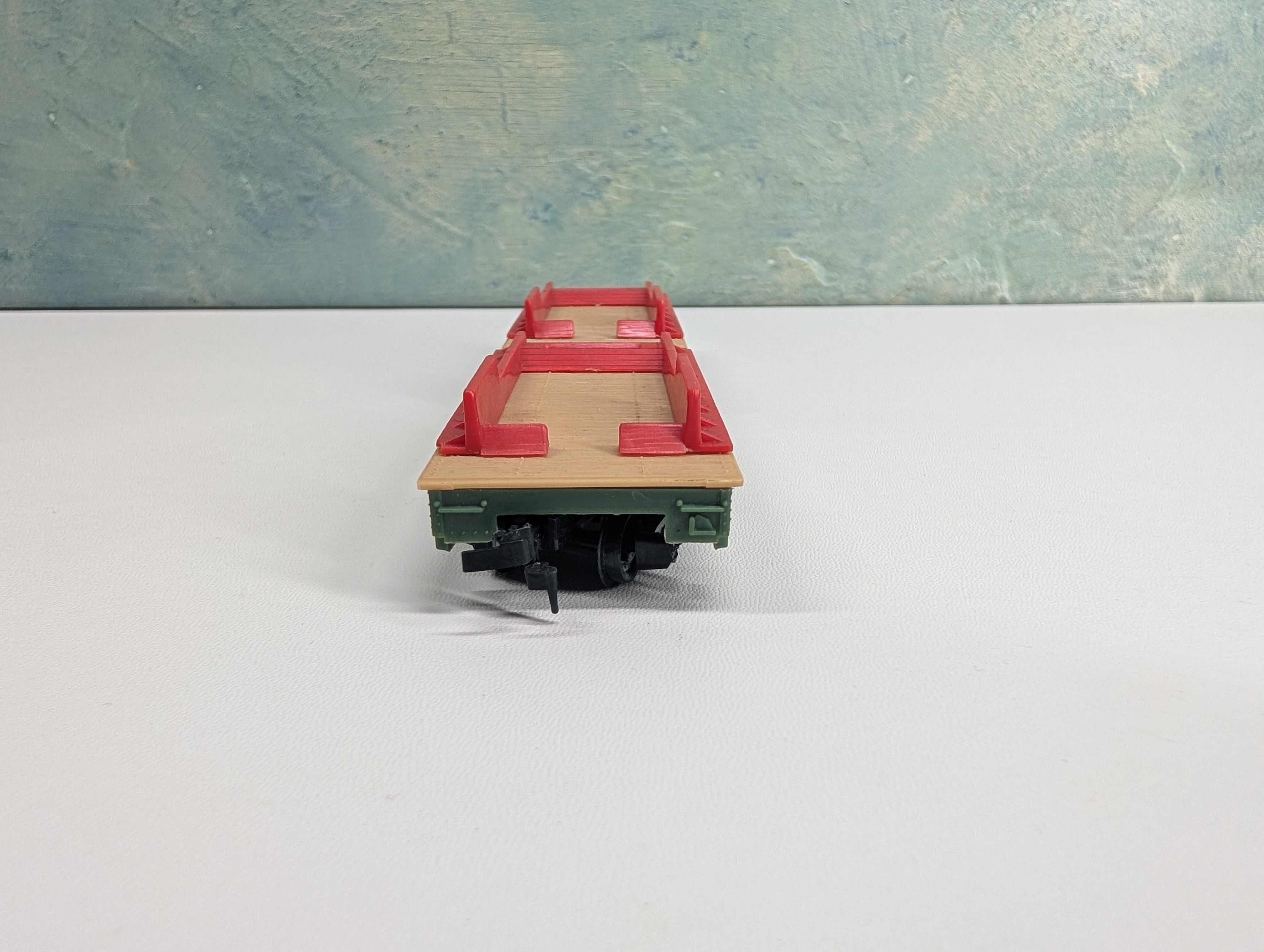 USED Mantua HO Scale 50' Flat Car w/ 2 Trailers Santa Fe ATSF #90806