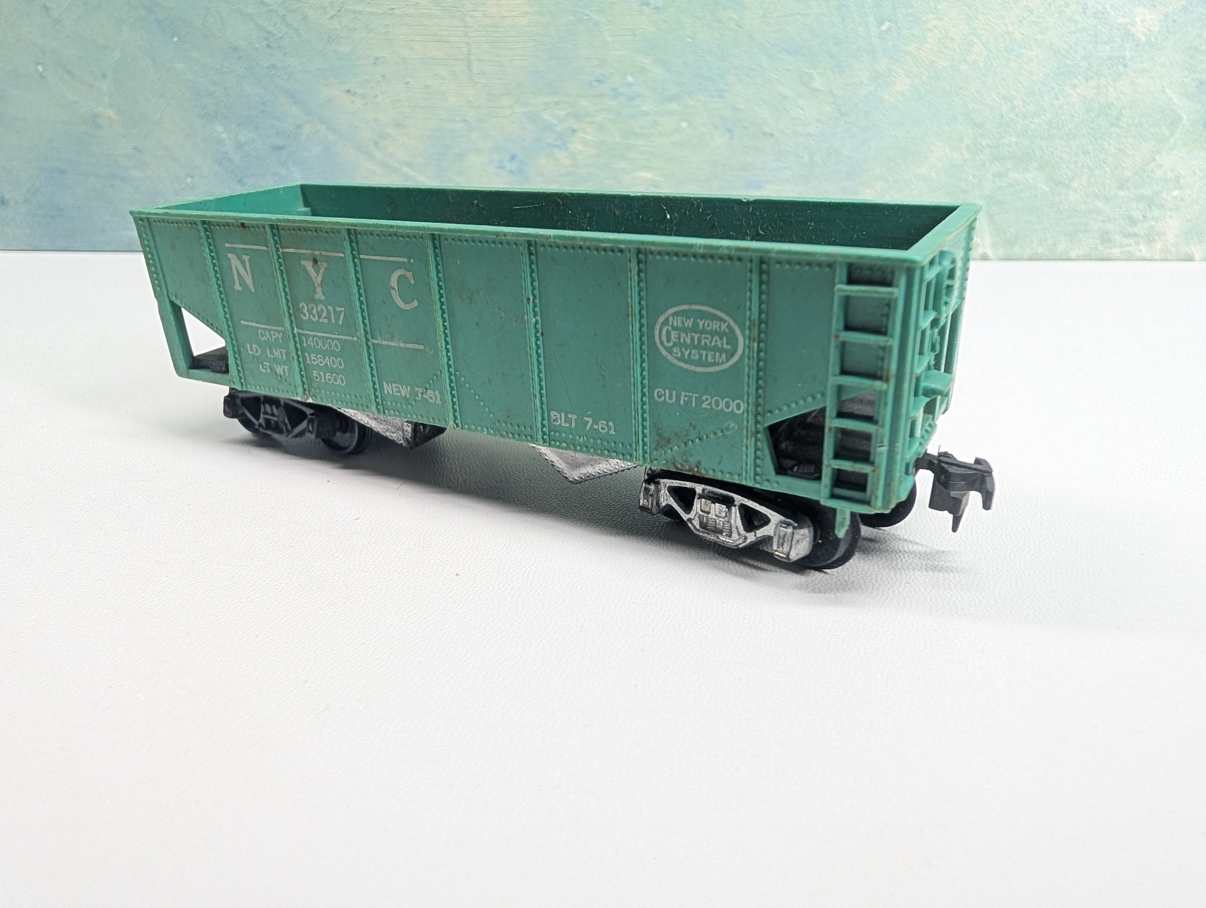 USED Gilbert HO Scale 2 Bay Hopper New York Central NYC #33217 Jade Green