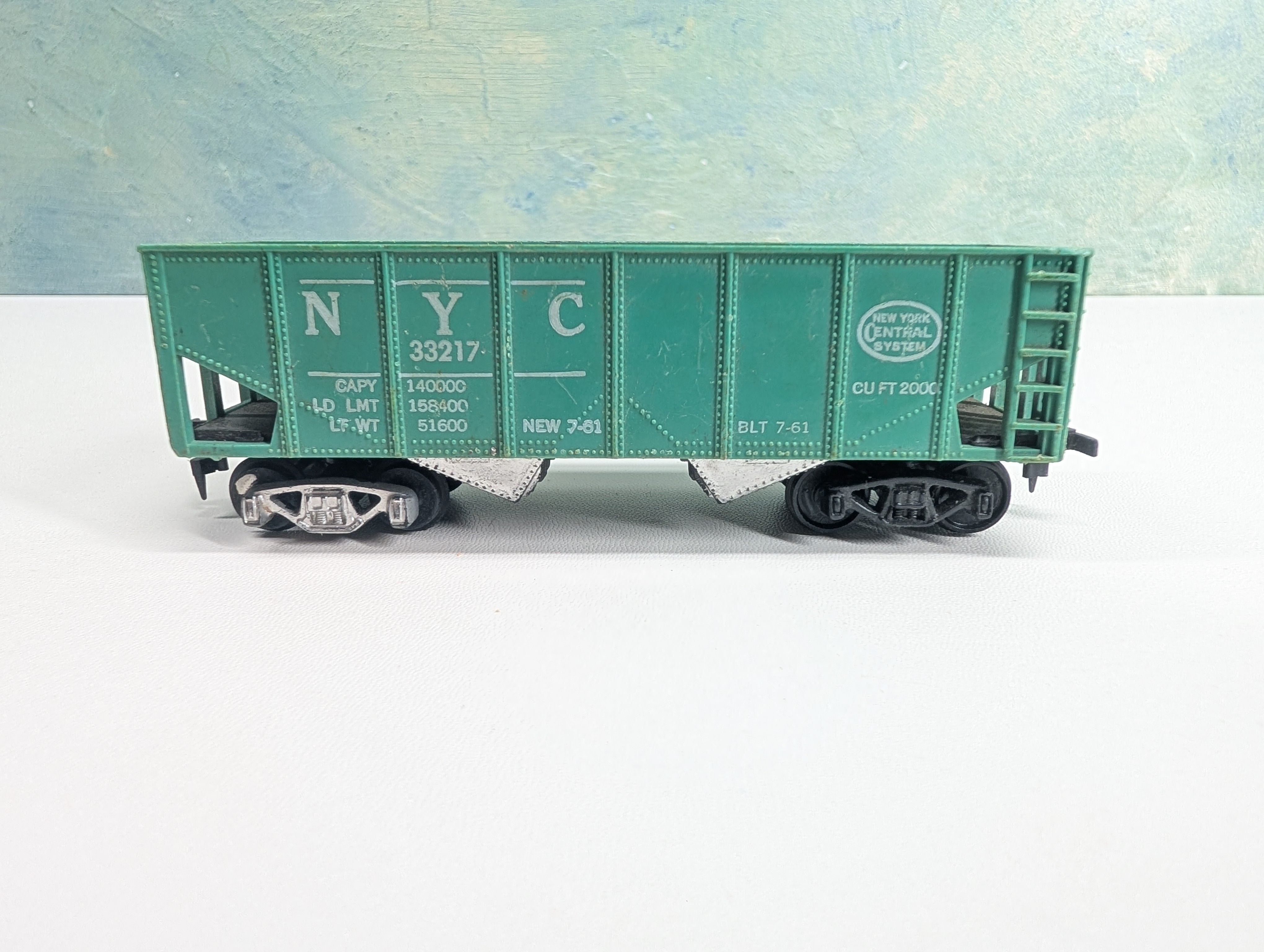 USED Gilbert HO Scale 2 Bay Hopper New York Central NYC #33217 Jade Green